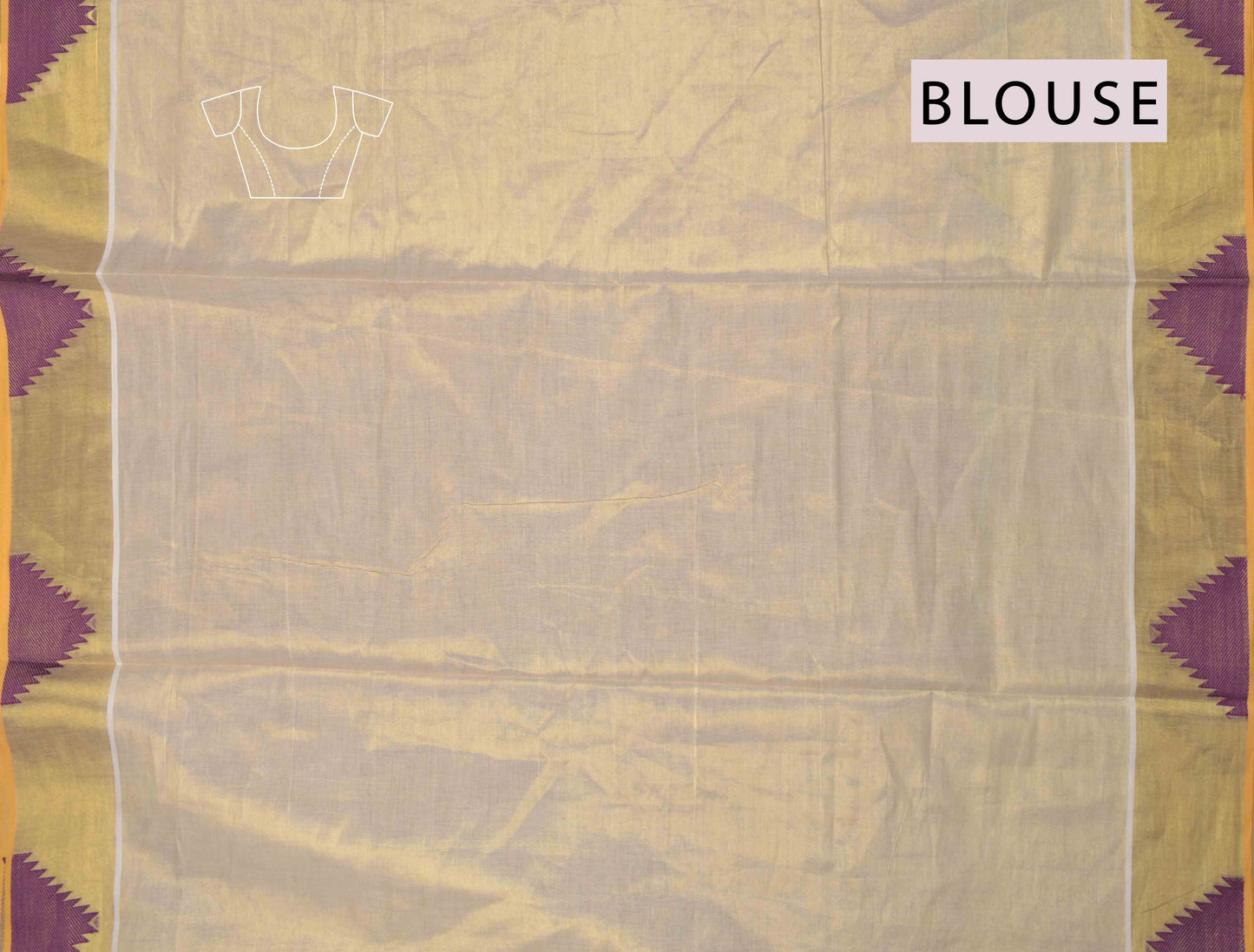 Off White Kerala Tissue Cotton Purple Temple Border Golden Zari Pallu Saree