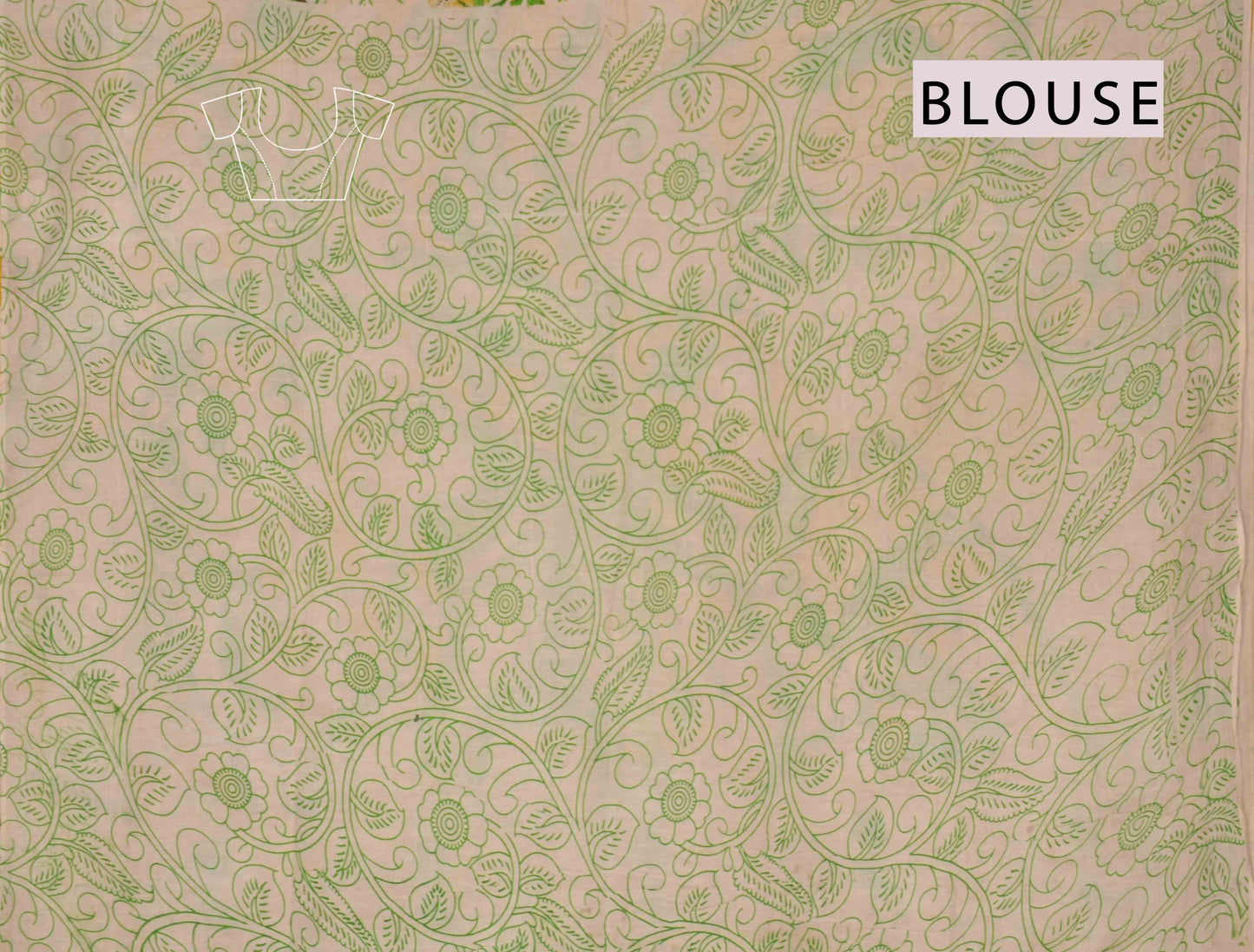 Off White Kalamkari Pure Cotton Yellow Birds Paradise Printed Saree