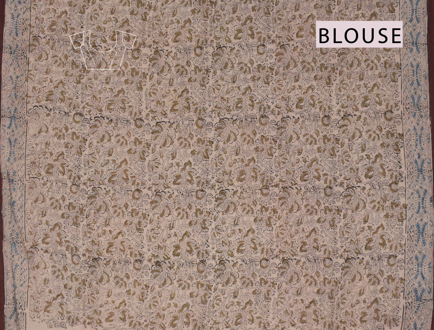 Maroon Kalamkari Pure Cotton Blue Floral Printed Saree