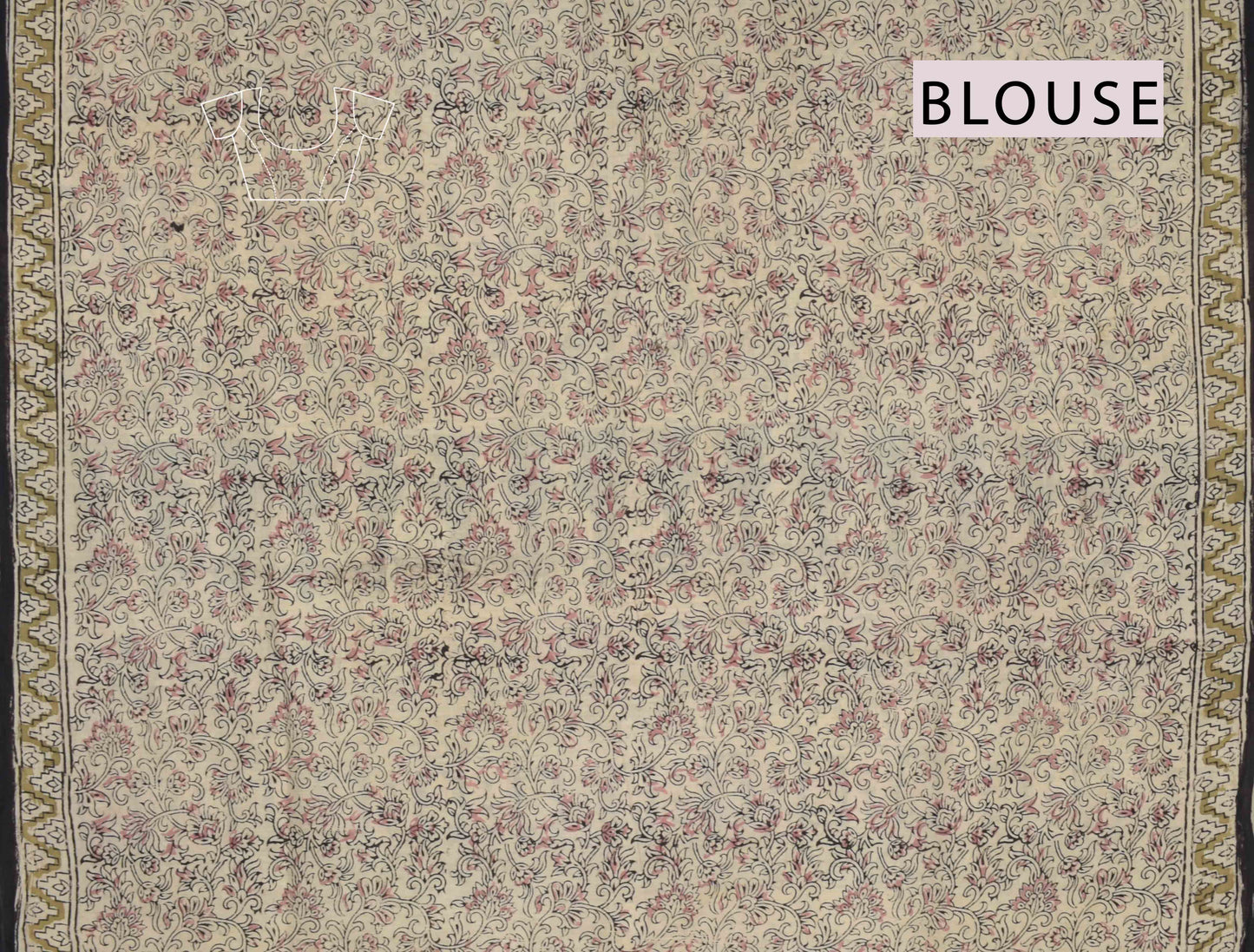 Black Kalamkari Pure Cotton Midnight Gardenia Printed Saree