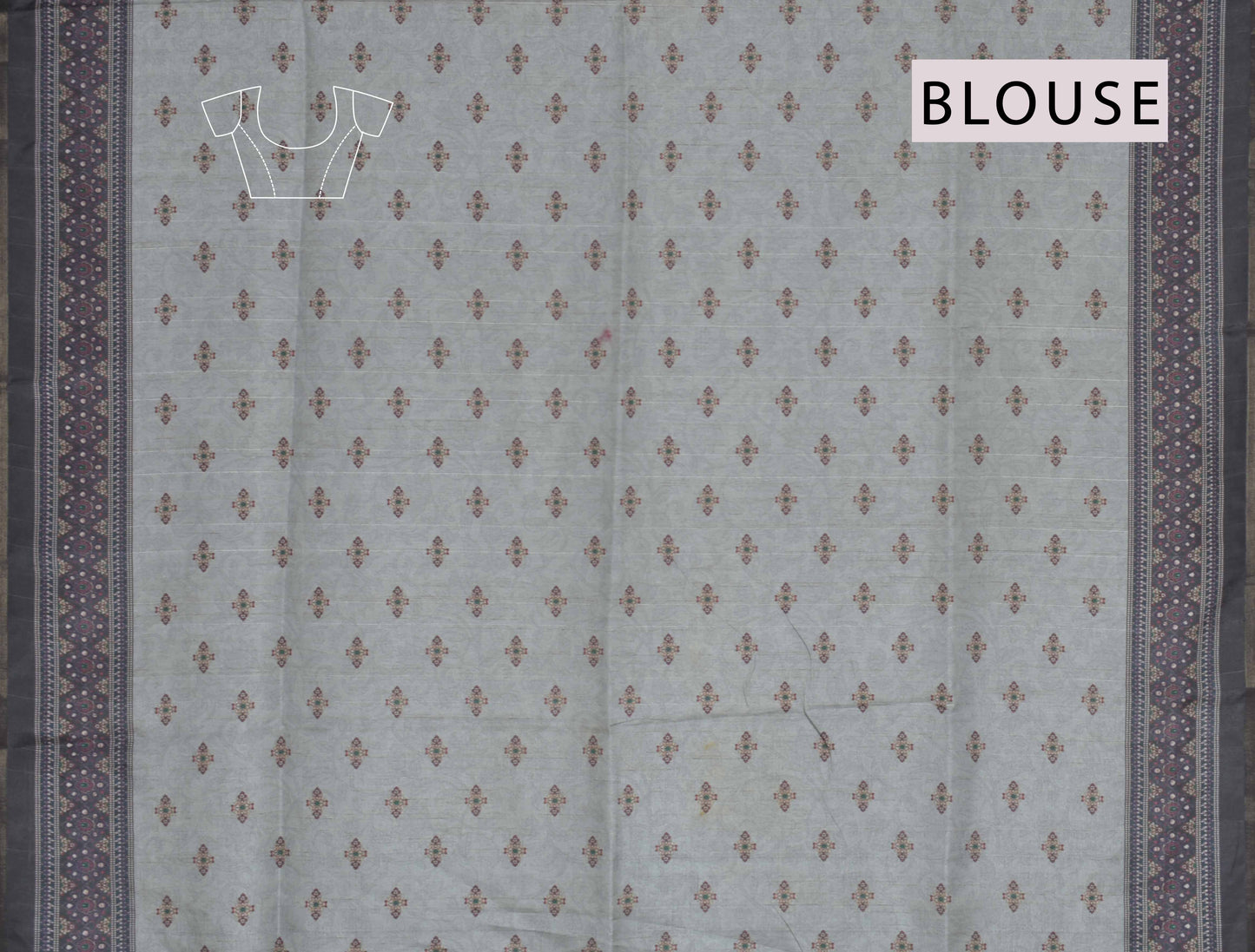 Light Grey Printed Paradise Malai Semi Silk Saree