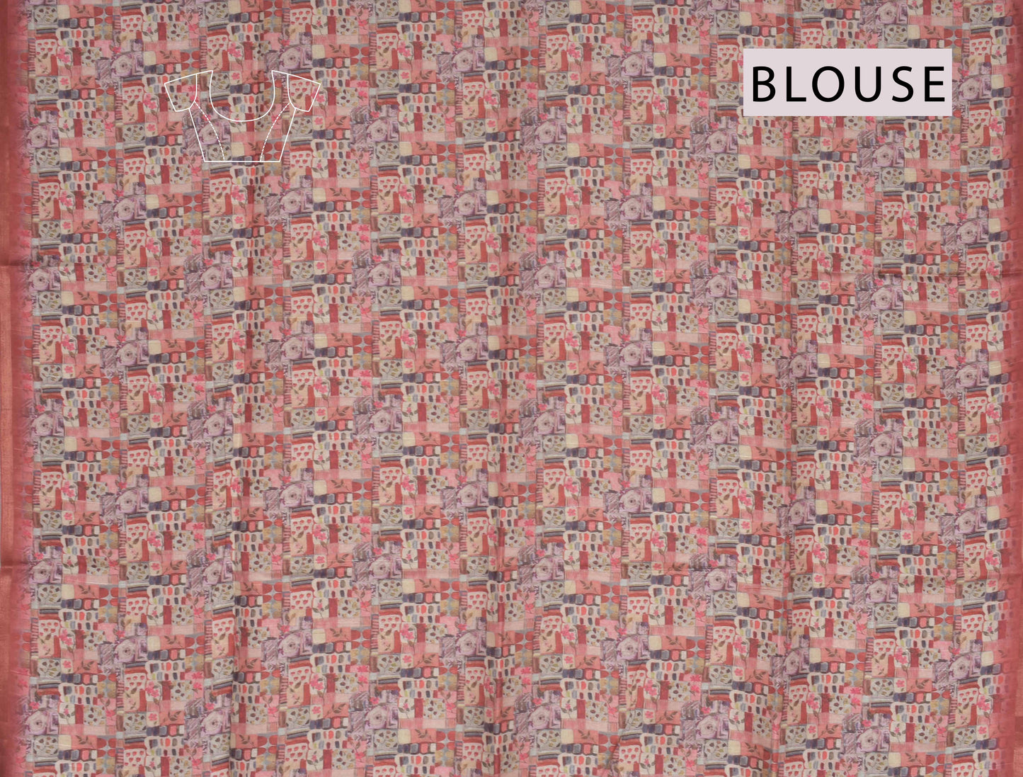 Multi Floral Frame Malai Semi Silk Saree