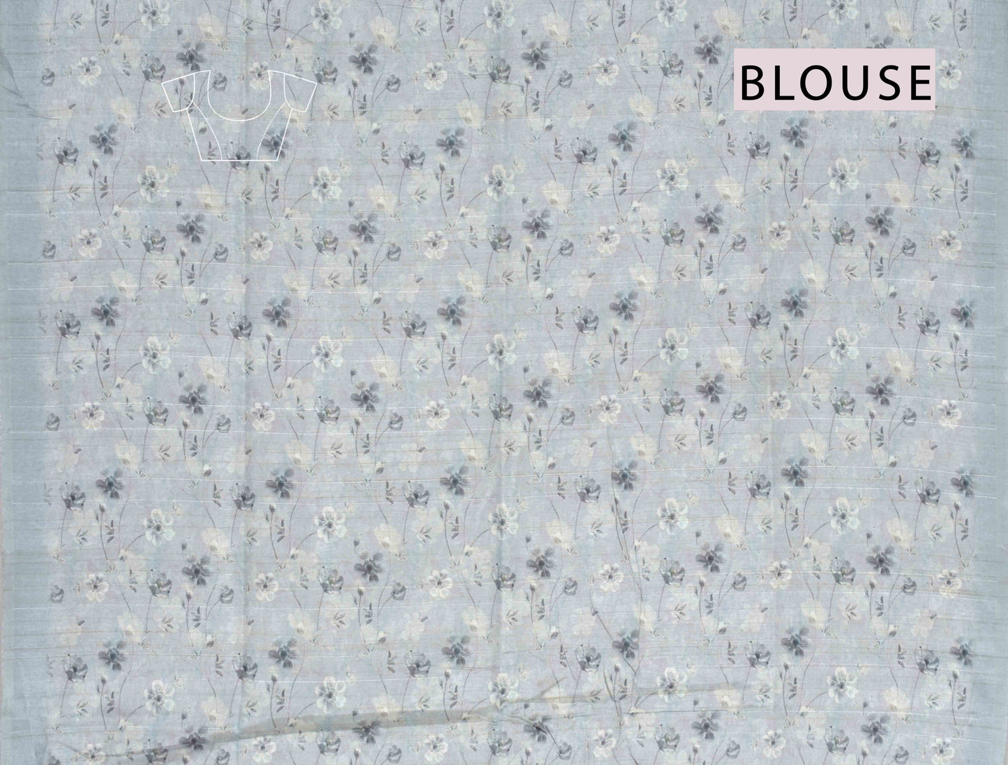 Grey Floral Munga Semi Silk Saree