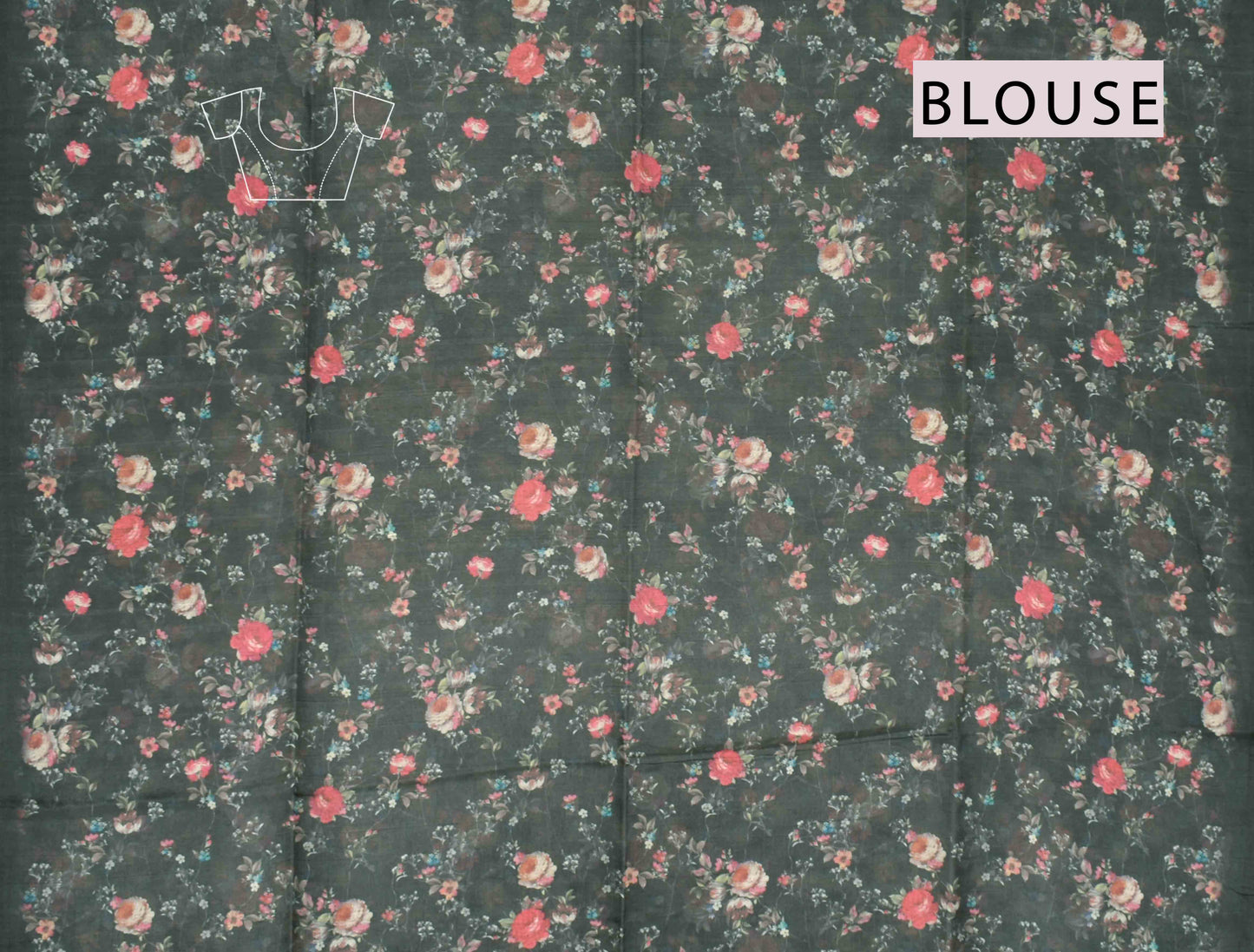 Rich Grey Floral Munga Semi Silk Saree