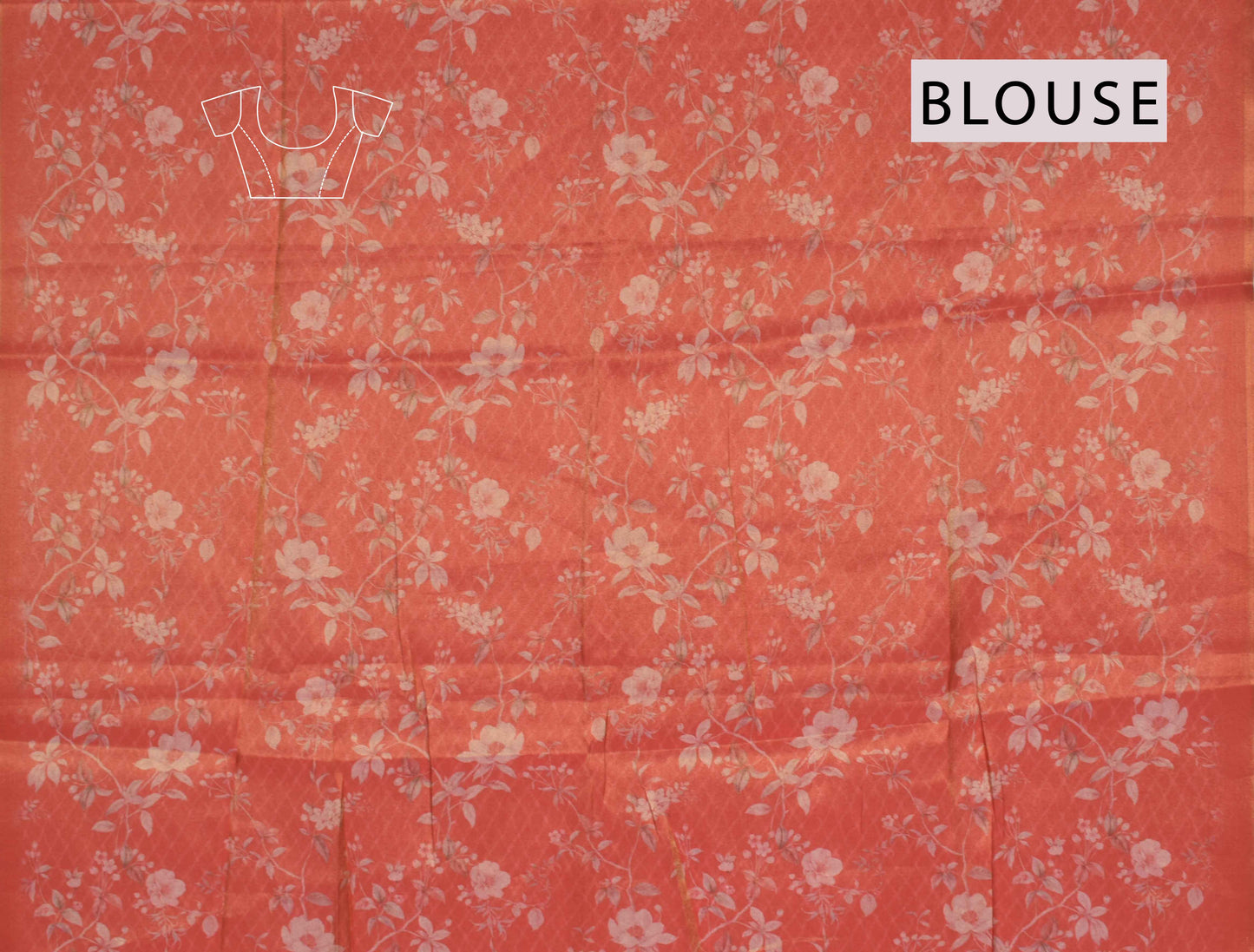 Orange Pink Natures Bloom Semi Golden Metalic Tissue Silk Saree