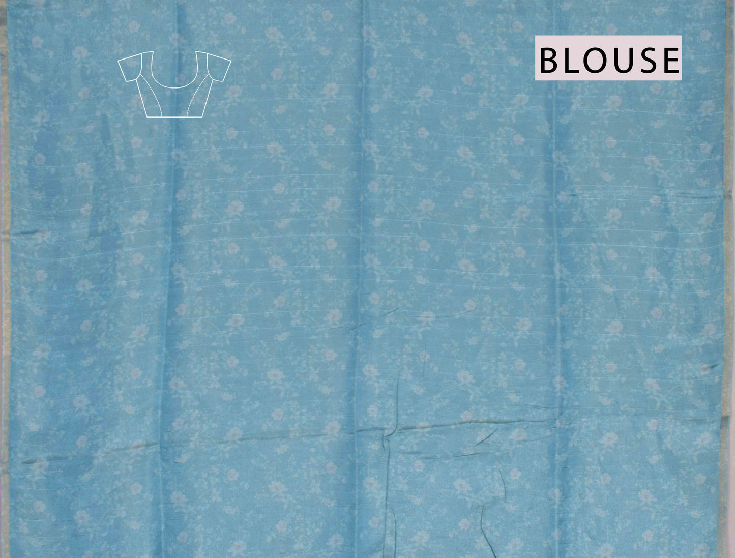 Light Blue Floral Zari Border Semi Metalic Tissue Silk Saree