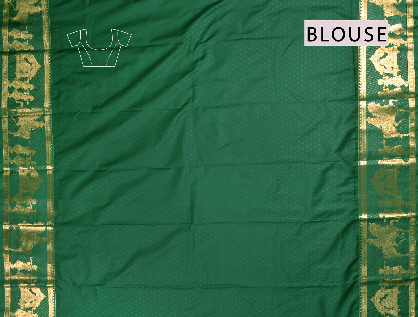 Golden Light Green Semi Silk Contrast Green Palanquin Border Saree