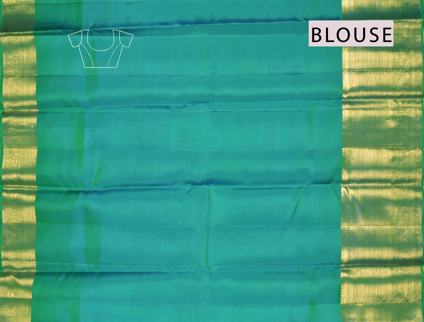 Green Light Weight Pure Silk Golden Ani Lines Zari Border Pallu Saree NAA210