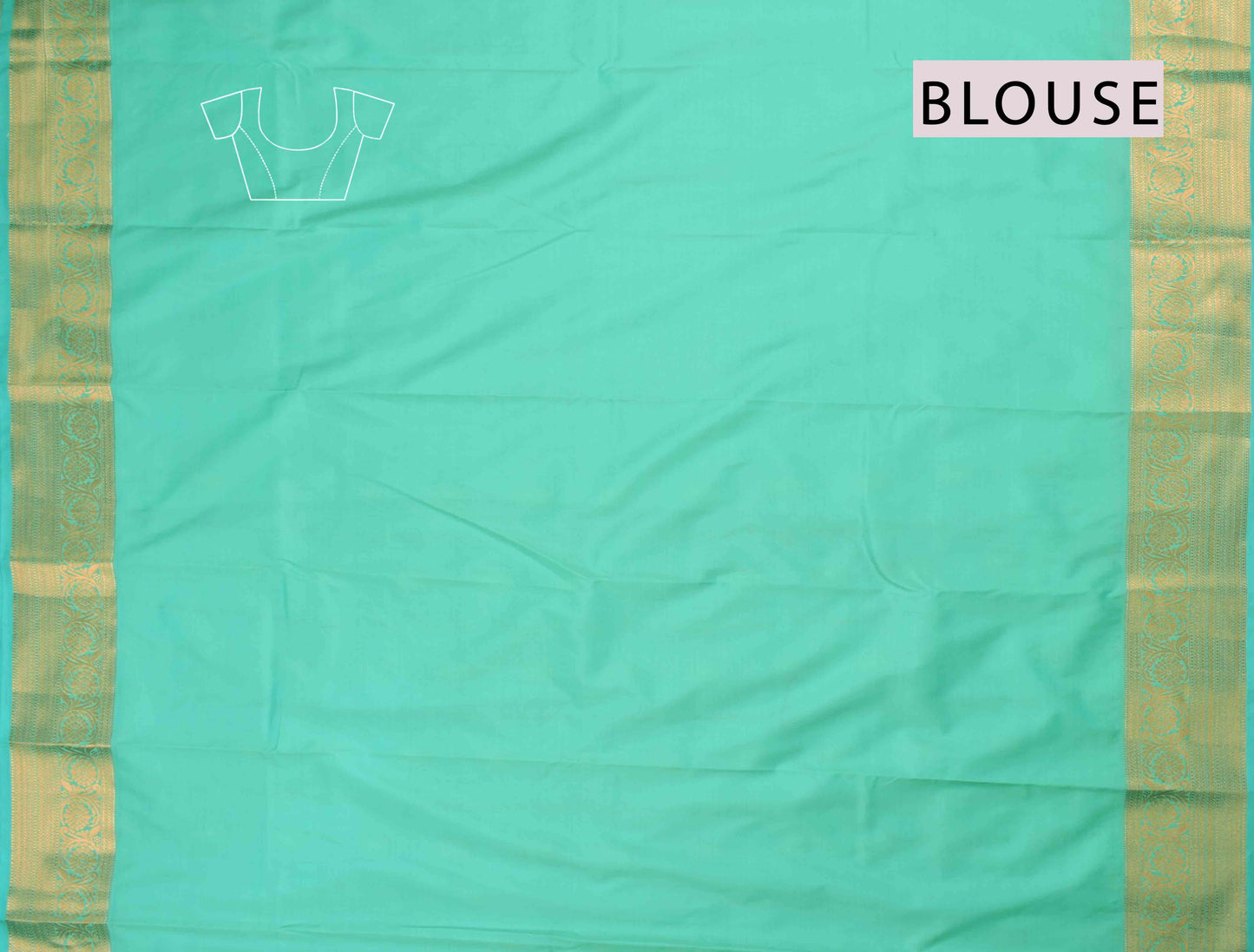 Turquoise Blue Semi Silk Mini Butta Zari Border Saree