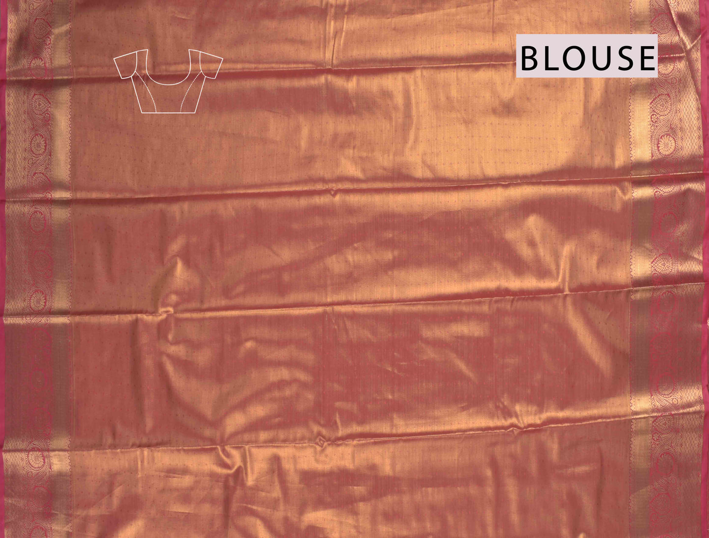 Golden Dark Sandal Semi Tissue Silk Zari Little Waves Contrast Pink Zari Border Pallu Saree