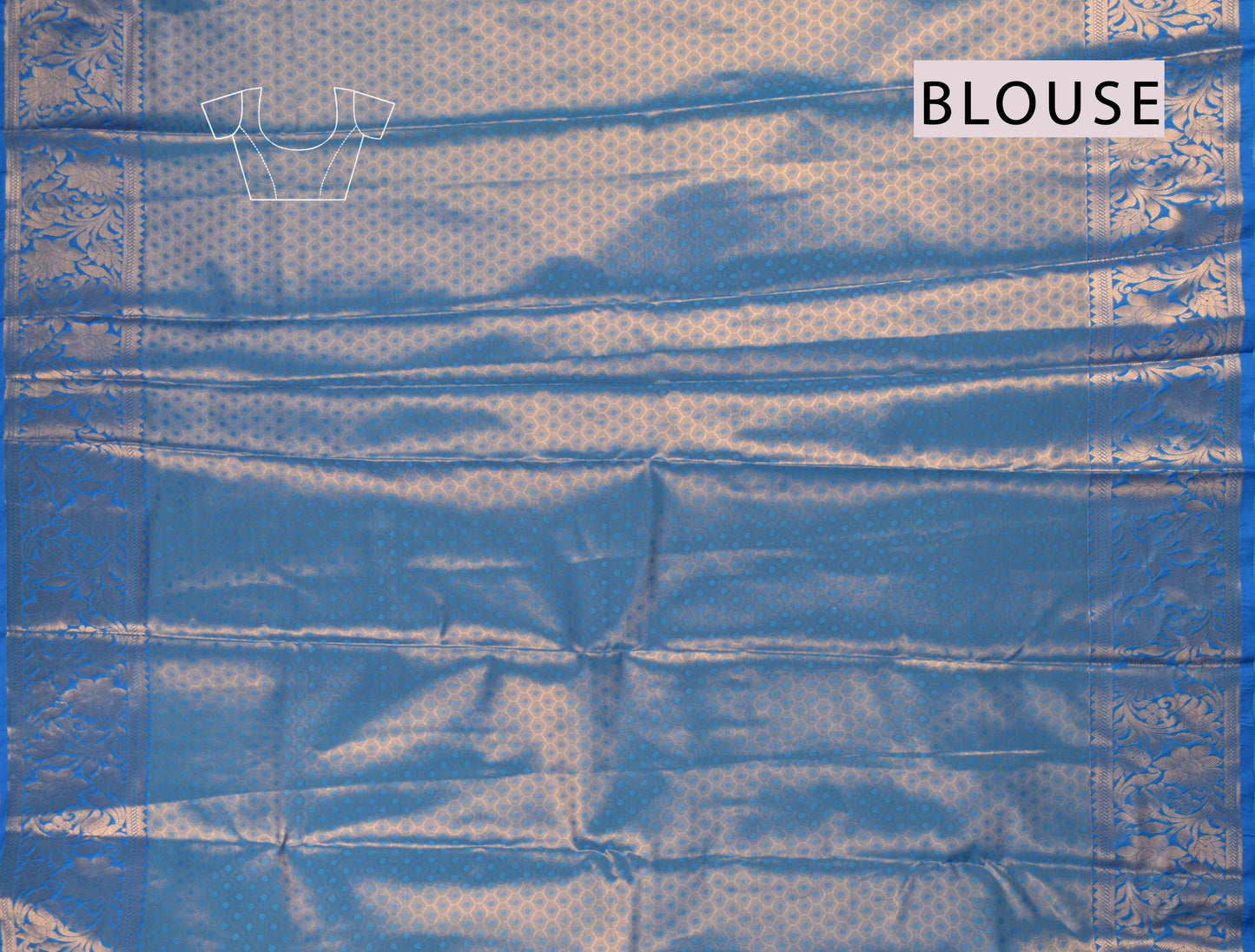 Golden Light Green Semi Silk All Over Florals Golden Blue Border Saree