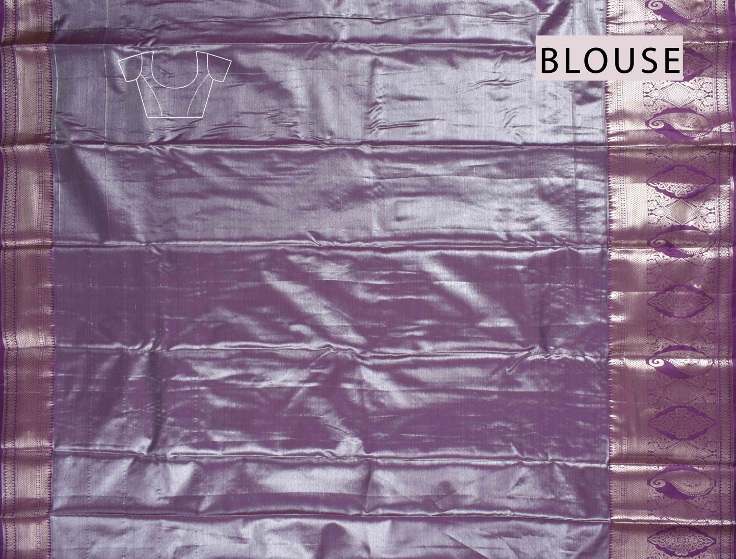 Silver Semi Silk Rain drop Butta Contrast Violet Zari Border Saree