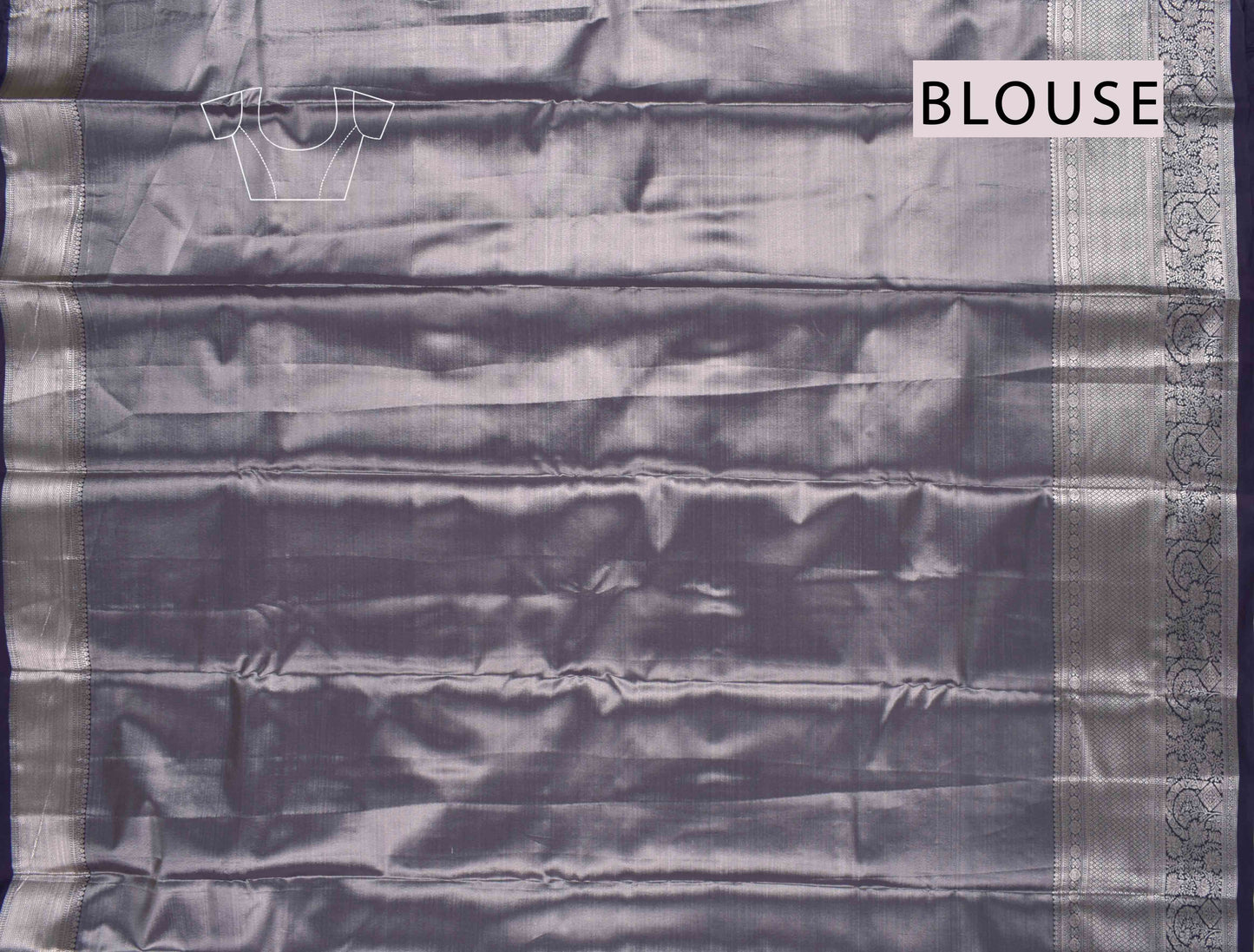 Light Voilet Semi Silk Contrast Florals Golden Zari Border Saree