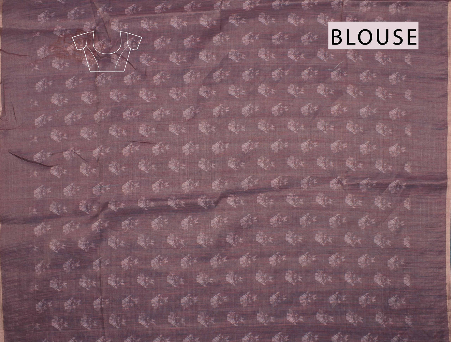 Brown Semi Linen Big Flowers Silk Zari Border Digital Print Saree