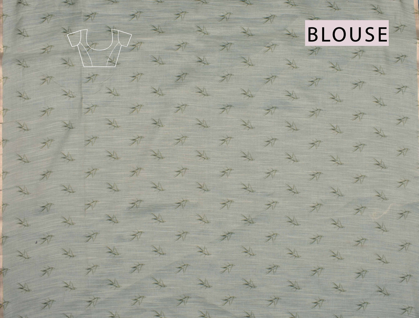 Light Green Semi Linen Bird Wonderland Border Digital Print Saree NAA120