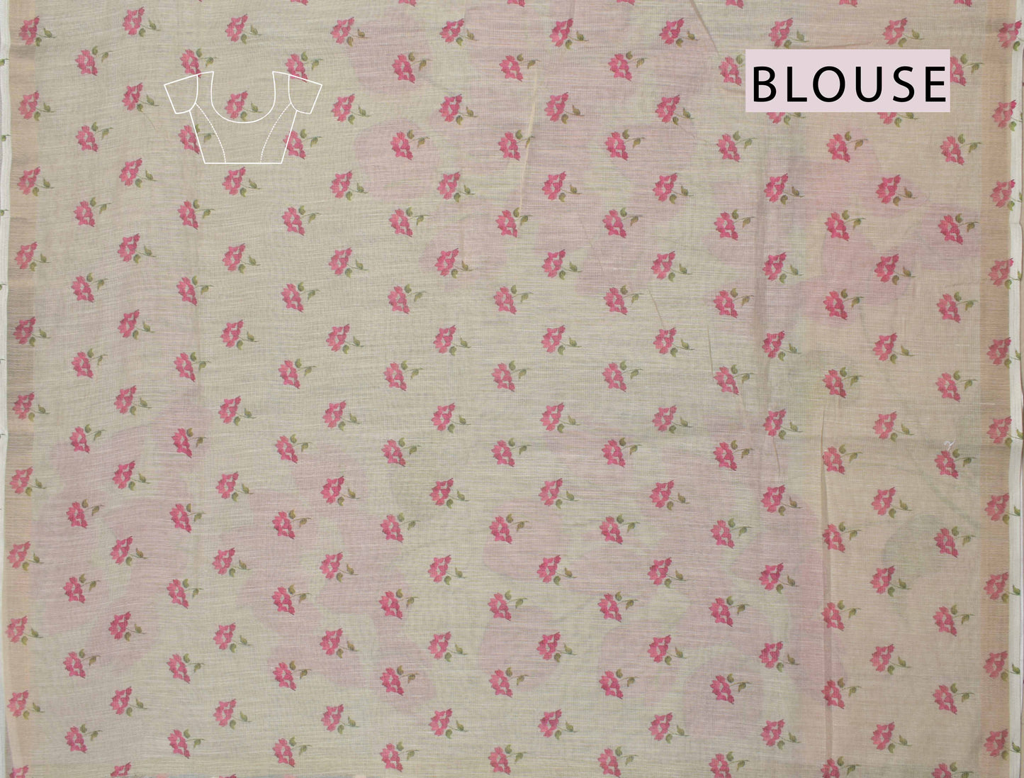 Off White Semi Linen Bouganvillea Digital Print Saree NAA121