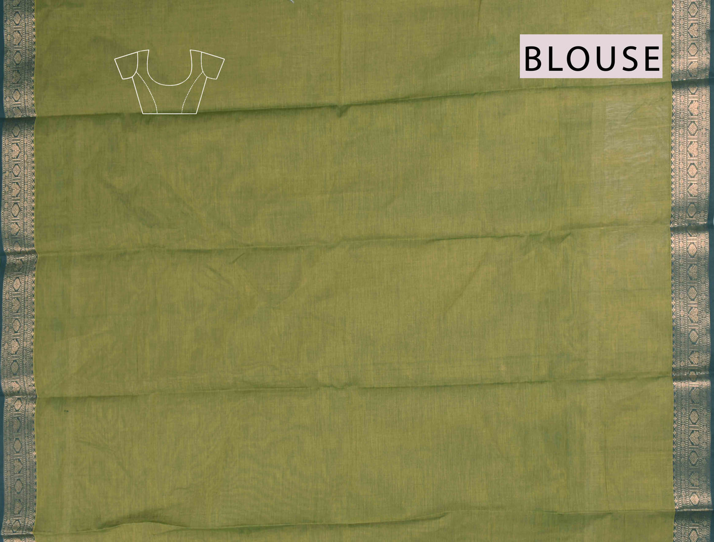 Light Green Kanjivaram Pure Cotton Kamalam Butta Zari Blue Border Rich Pallu Saree