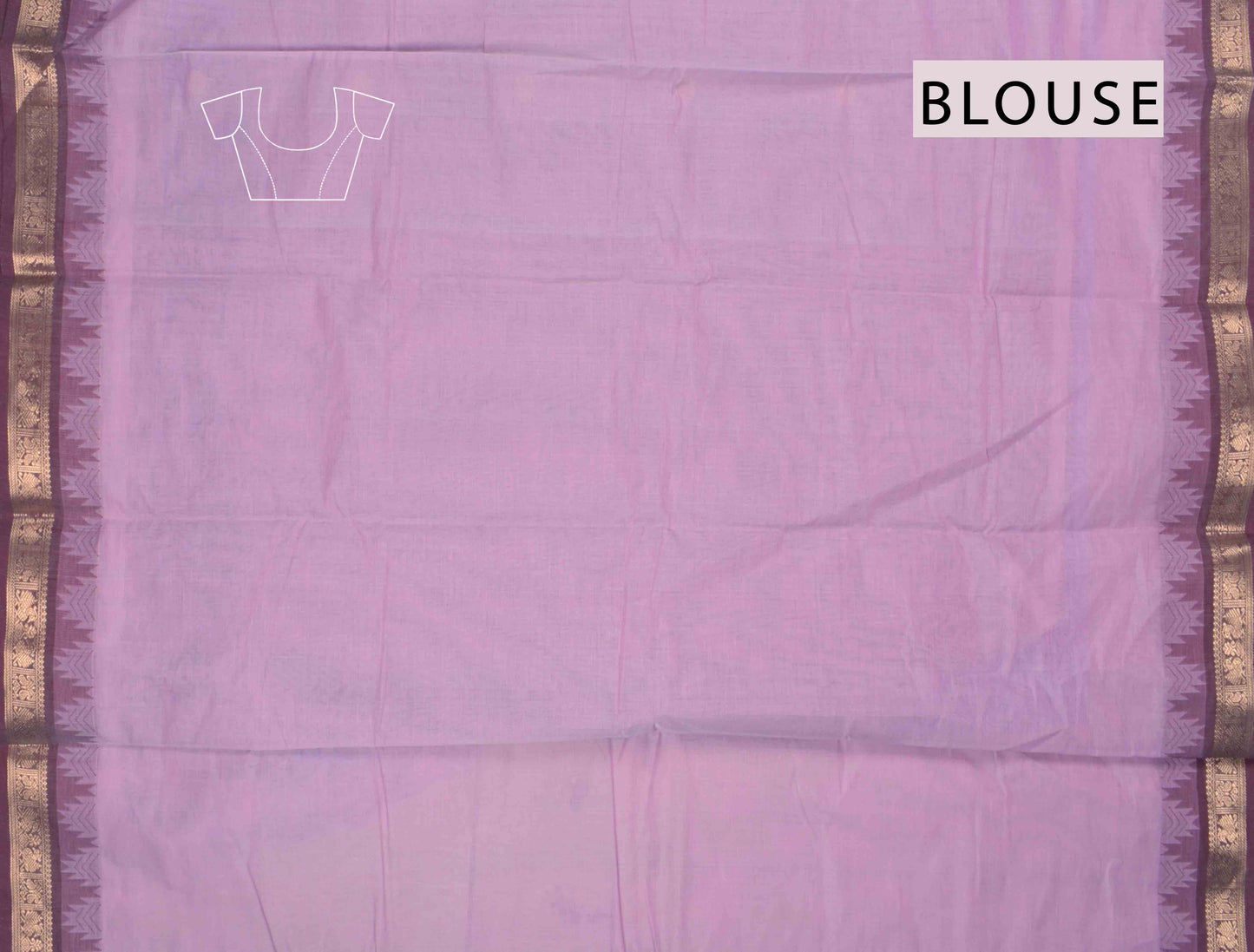 Light Voilet Kanjivaram Pure Cotton Butta Zari Temple Border Paisely Pallu Saree