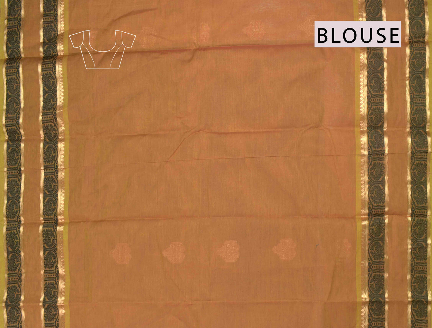 Fancy Orange Kanjivaram Pure Cotton Chariot Butta RettaiPetta Border Zari Pallu Saree