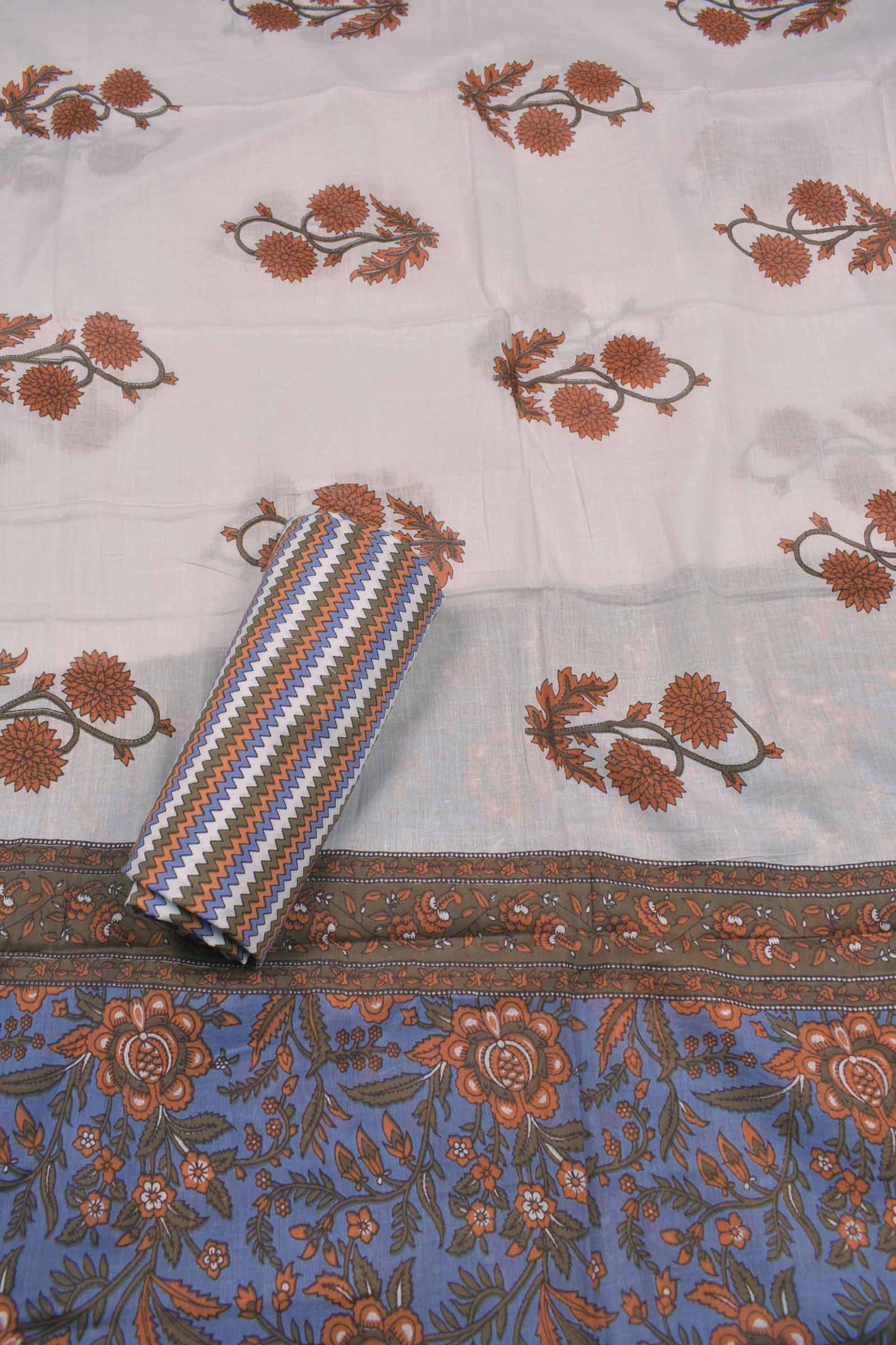 Voilet Cotton Chudithar Material Floral Print Suit