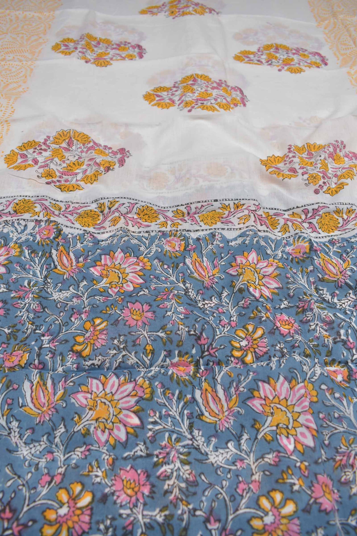 Blue's Grey Jaipur Cotton Chudithar Material Spring Garden Suit