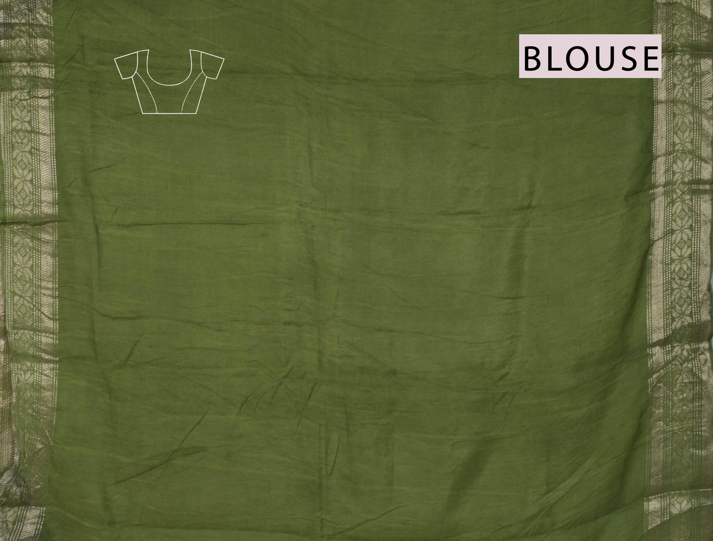 Off White Bengal Cotton Kalamkari Style Green Zari Border Pallu Saree