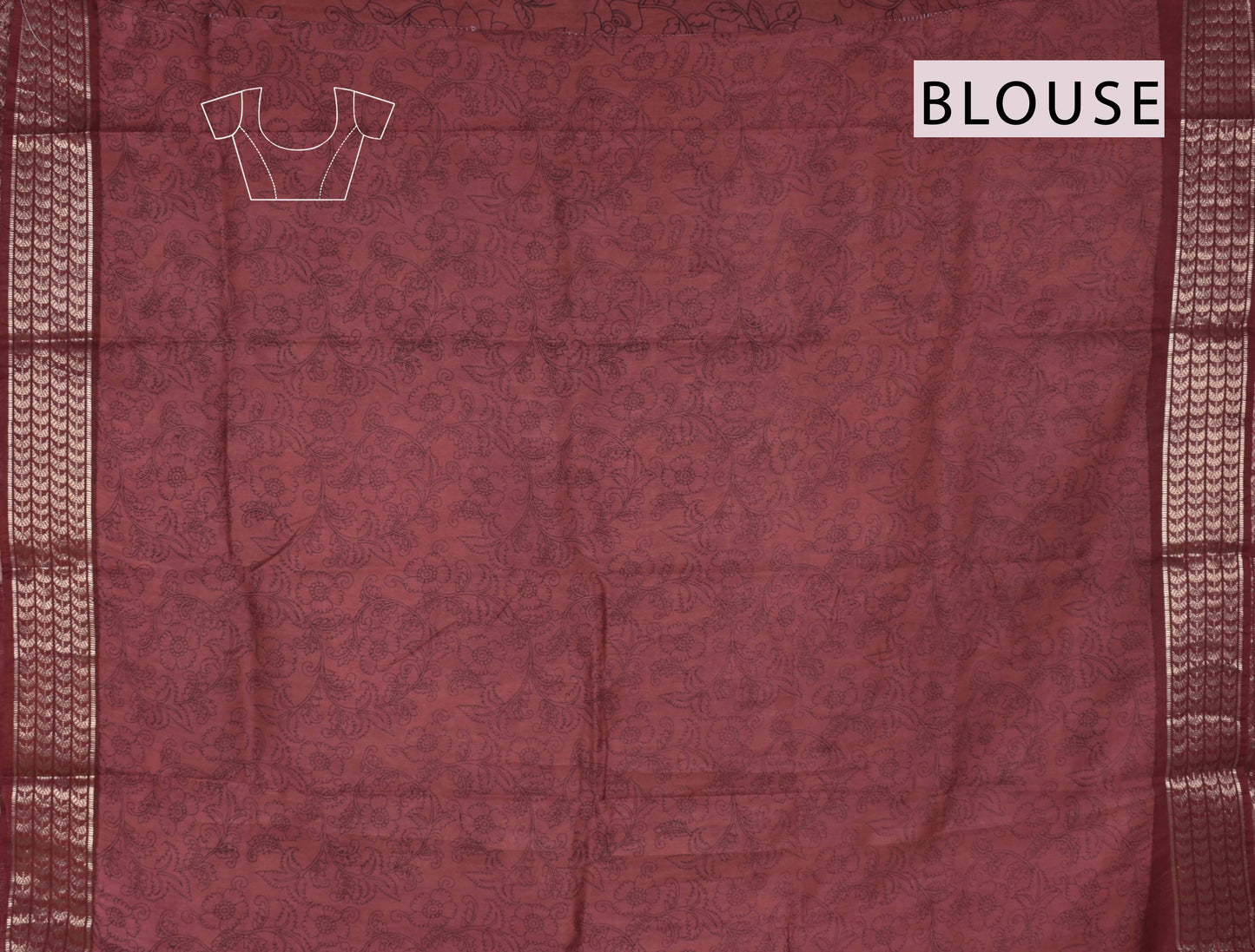 Pink Bengal Cotton Kalamkari Style Zari Border Peacock Pallu Saree