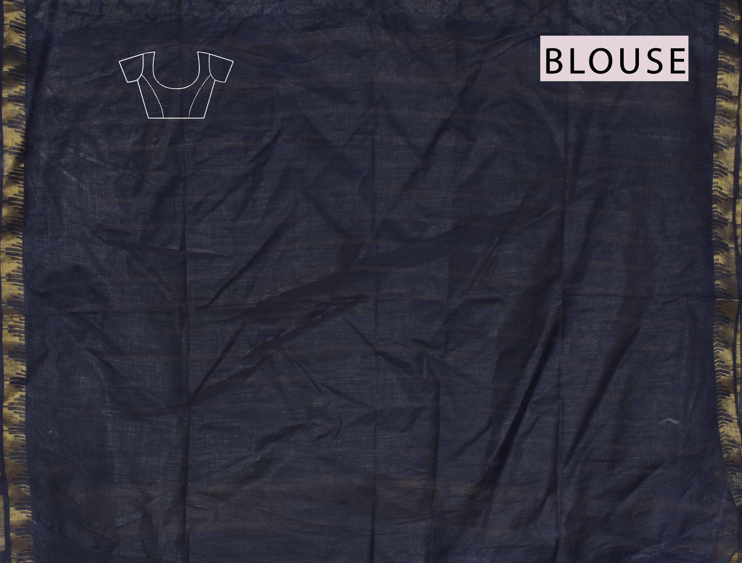 Blue Bengal Cotton Floral Kalamkari Style Zari Border Stripes Pallu Saree