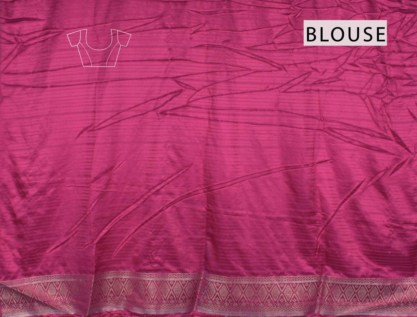 Dark Pink Pure Dola Fancy Heer Lines Zari Border Saree
