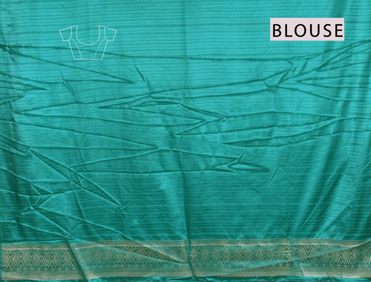 Dark Turquoise Blue Pure Dola Heer Butta Zari Border Saree