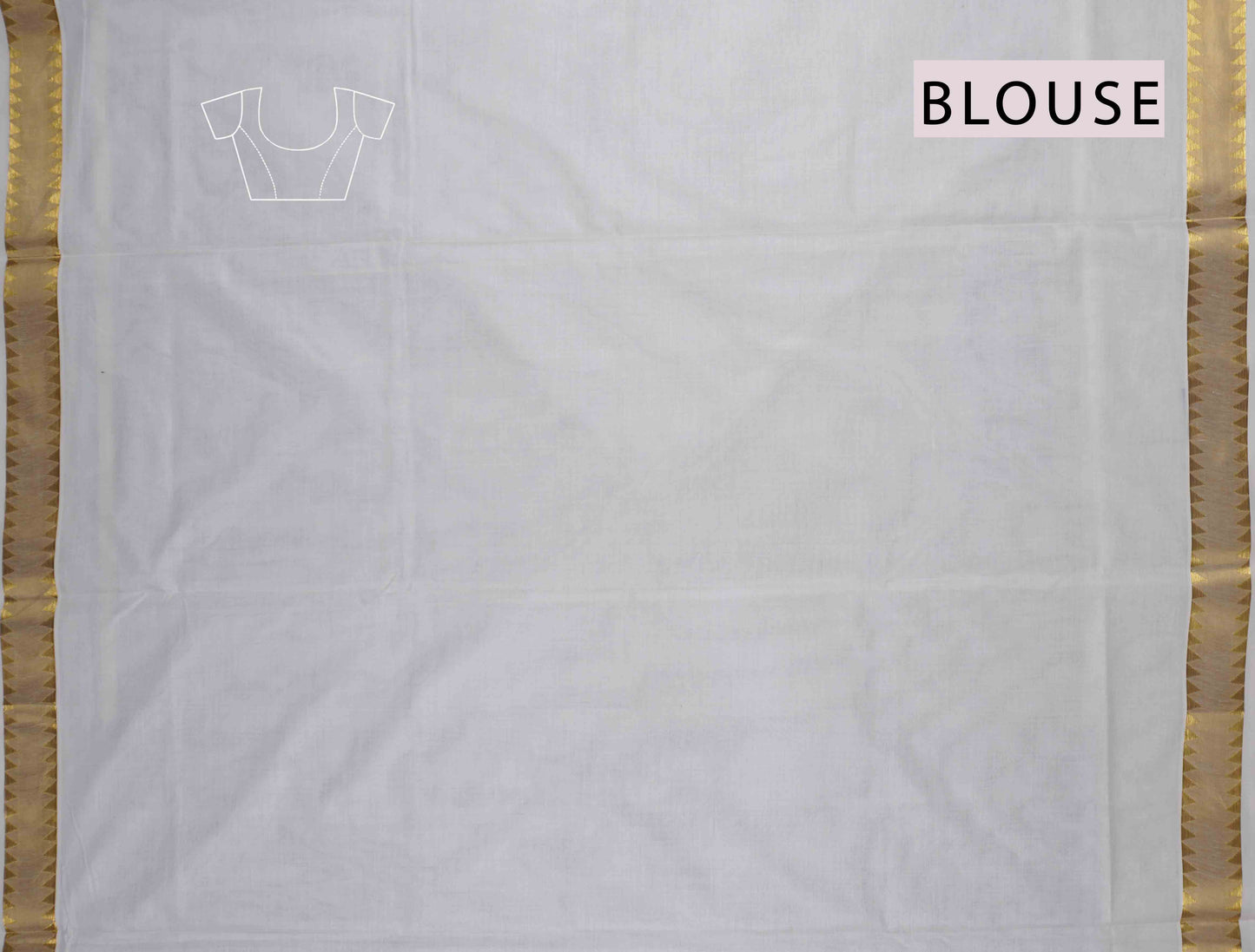 Off White Pure Kerala Cotton Traditional Butta Golden Rich Pallu Saree