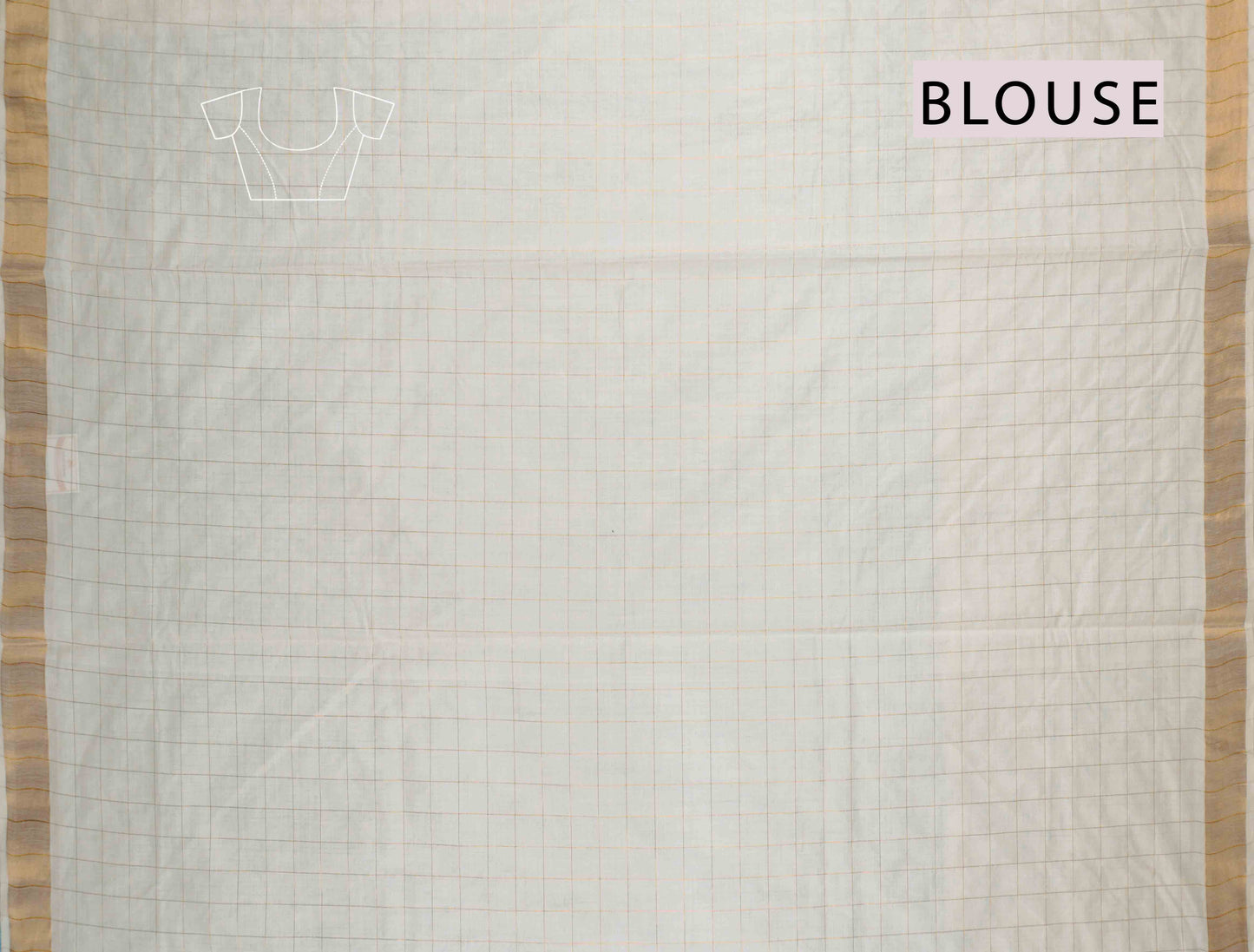 Off White Kerala Pure Cotton Checks Body and Pallu Saree