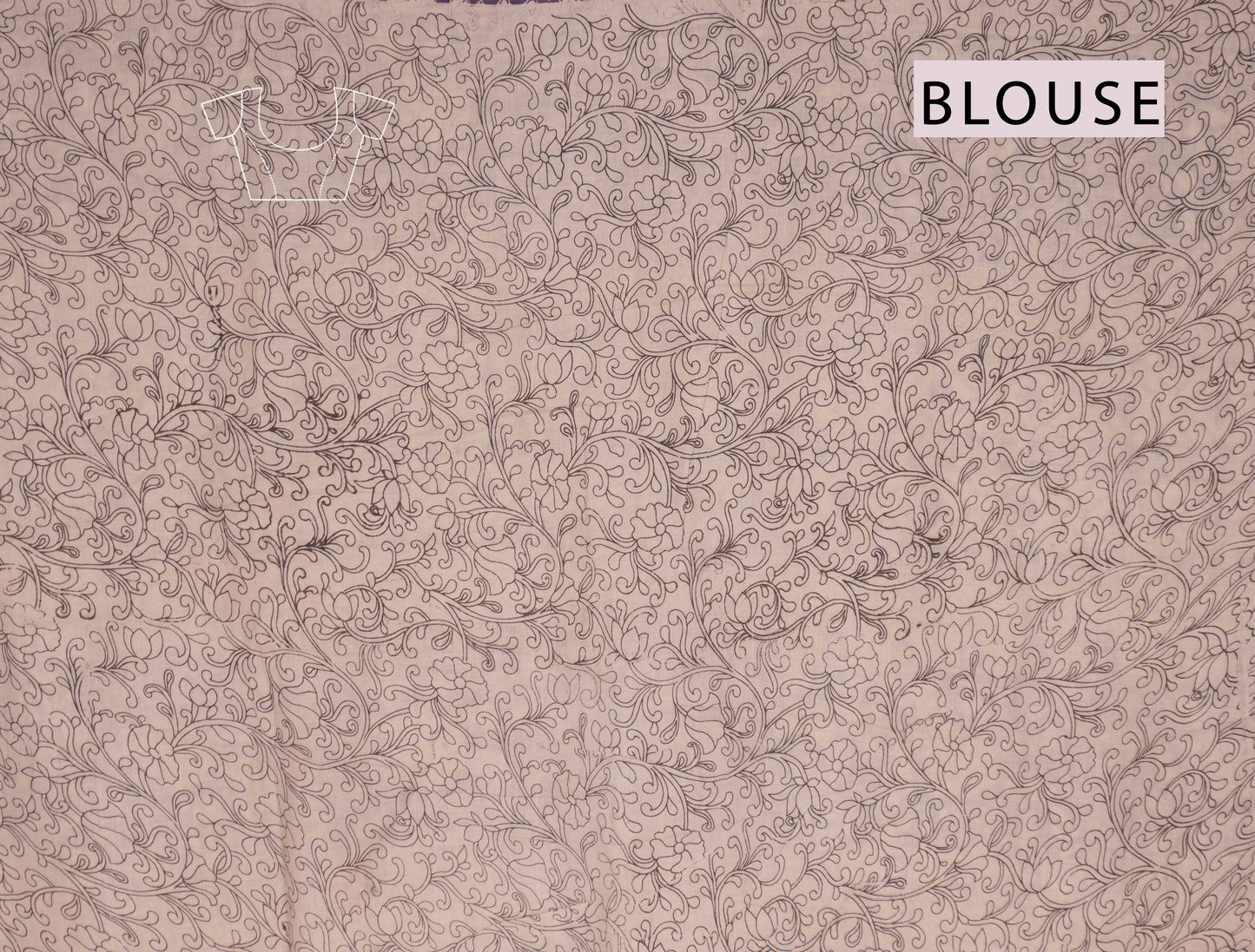 Violet Kalamkari Pure Cotton Floral Print Peacock Border Saree