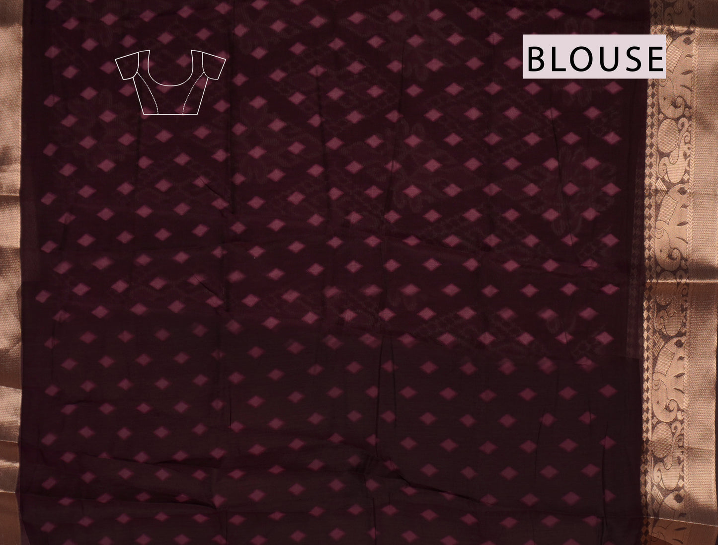 Violet Epic Tales Printed Cotton Zari Border Ikat Style Pallu Saree