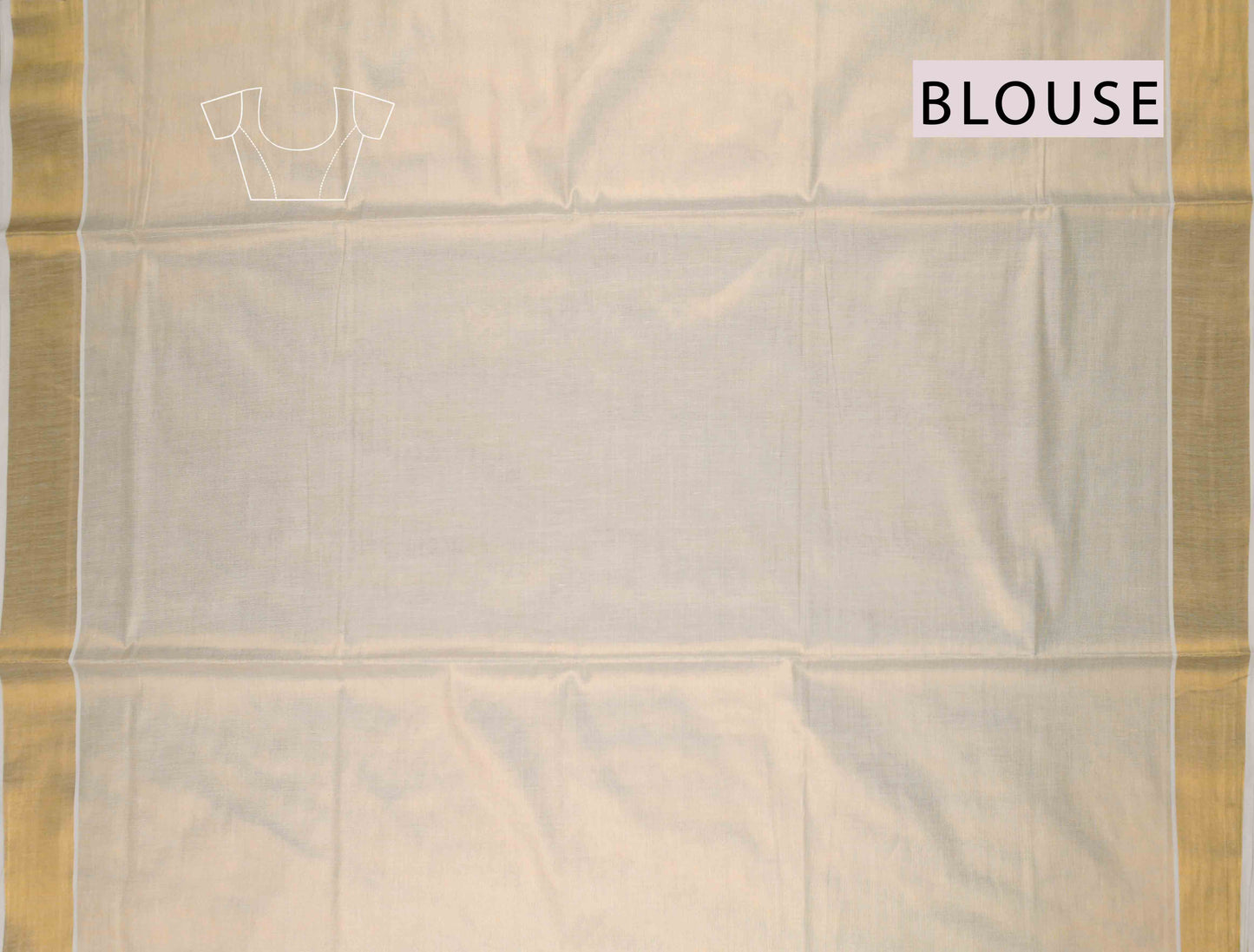 Off White Kerala Tissue Cotton PaiselyTower Butta Golden Zari Line Saree