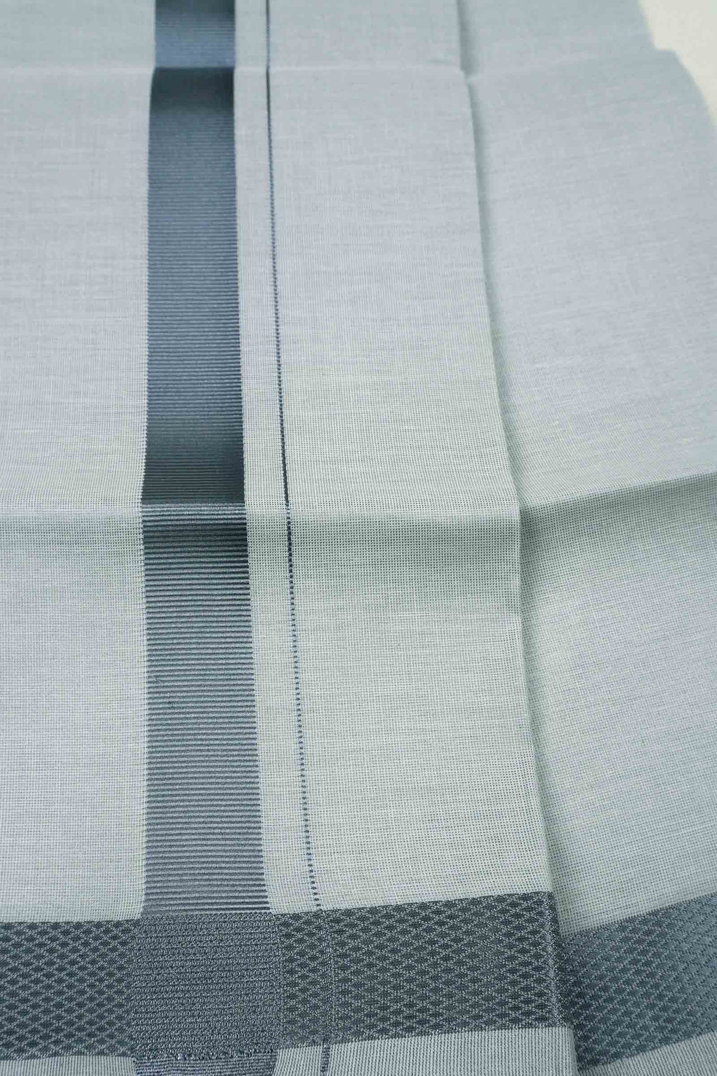 Light Grey Silk Traditional Grey Silver Zari Border Mens Dhoti