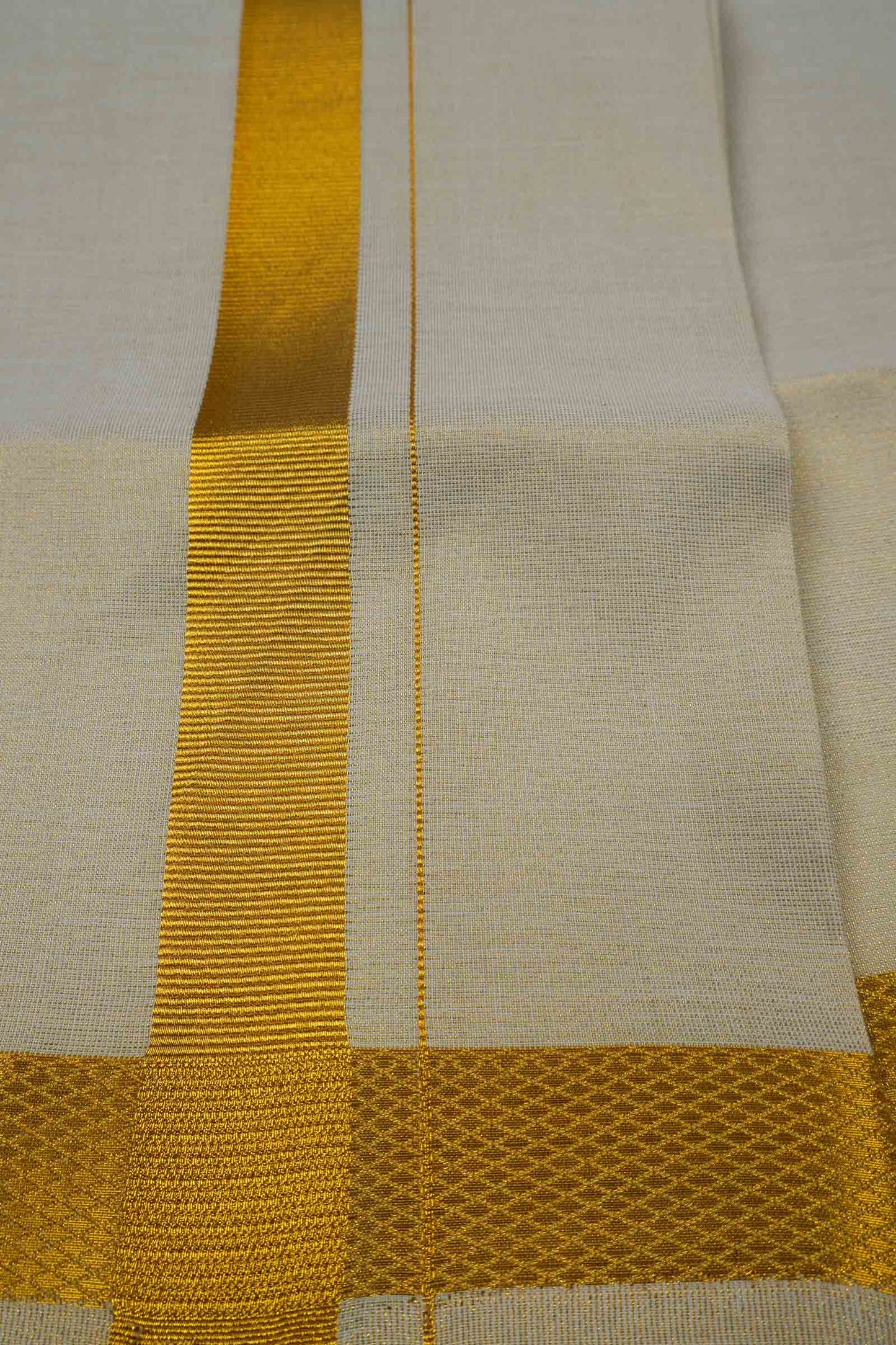 Light Golden Silk Traditional Golden Zari Border Mens Dhoti