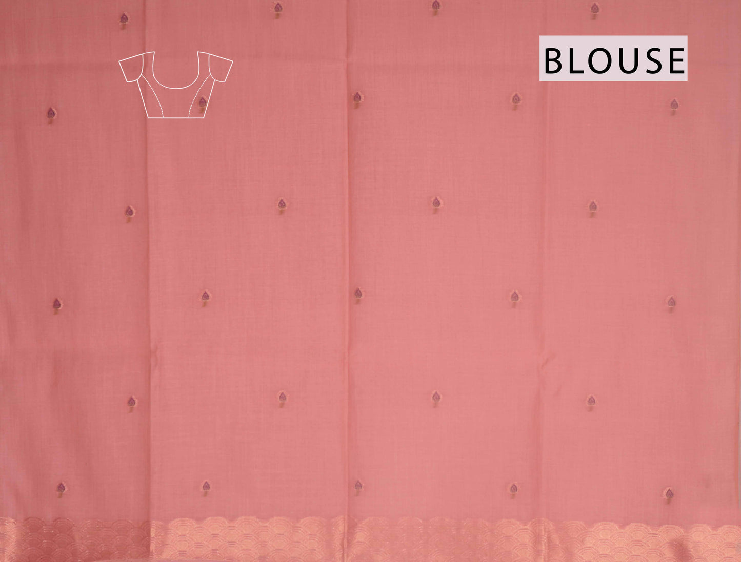 Light Pink Bengal Cotton Kamalam Butta Swan Garden Pallu Saree