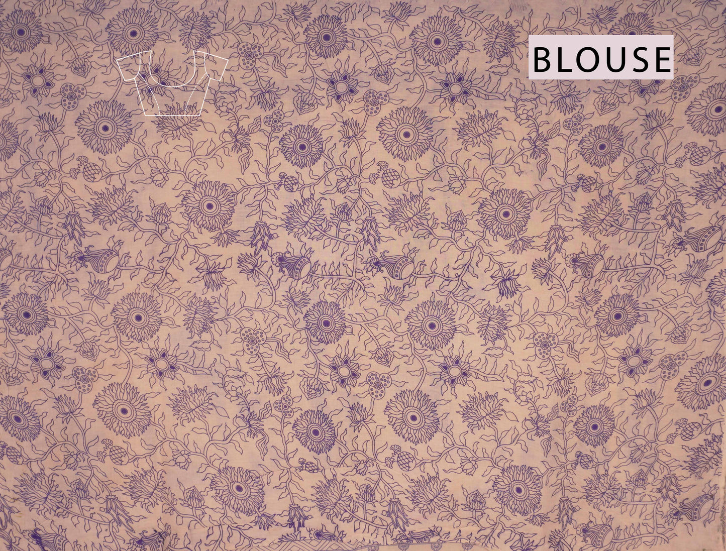 Violet Kalamkari Pure Cotton Warli Style Print Saree