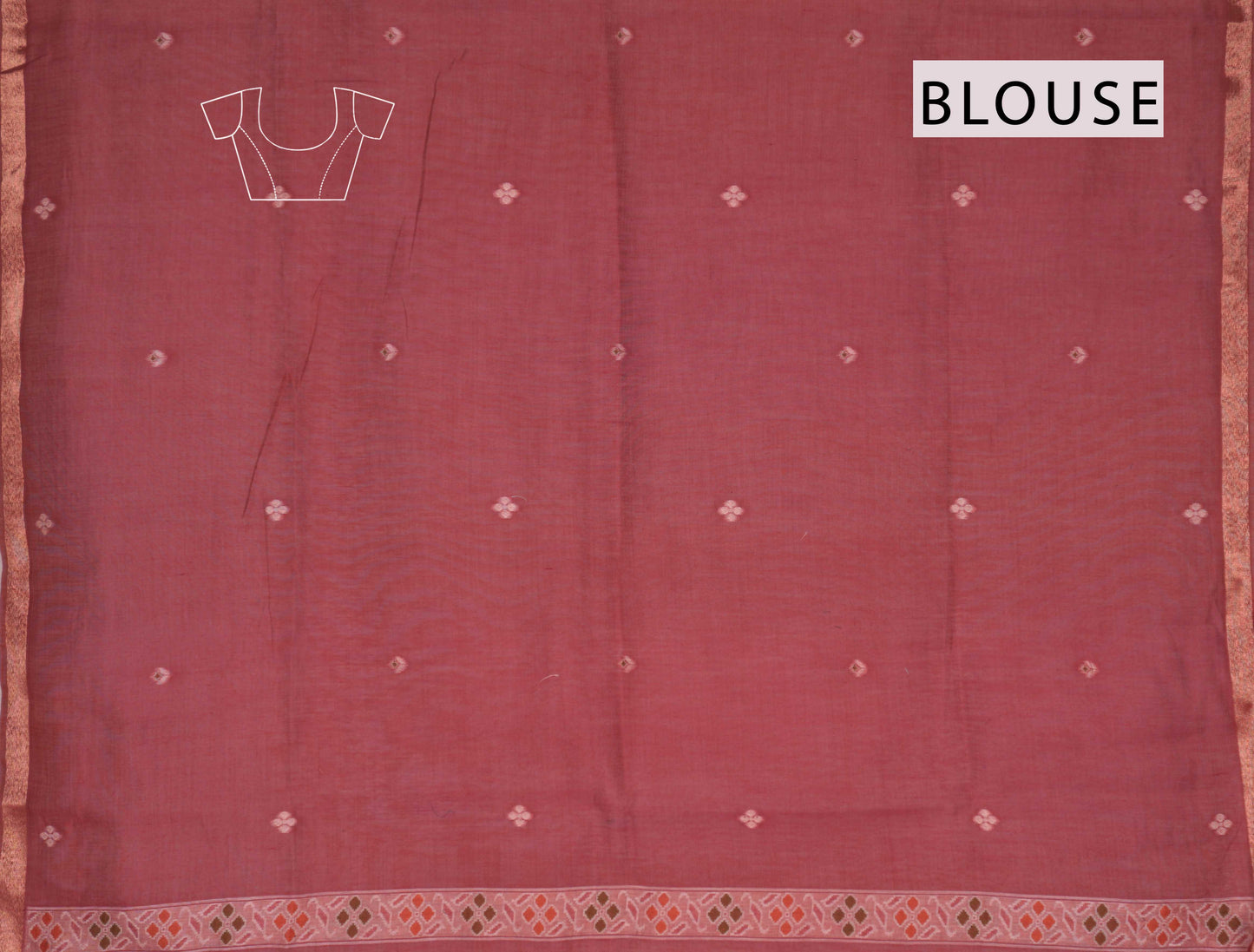 Sandal Soft Bengal Cotton Zari Border Emblem Pallu Saree- CHECKED