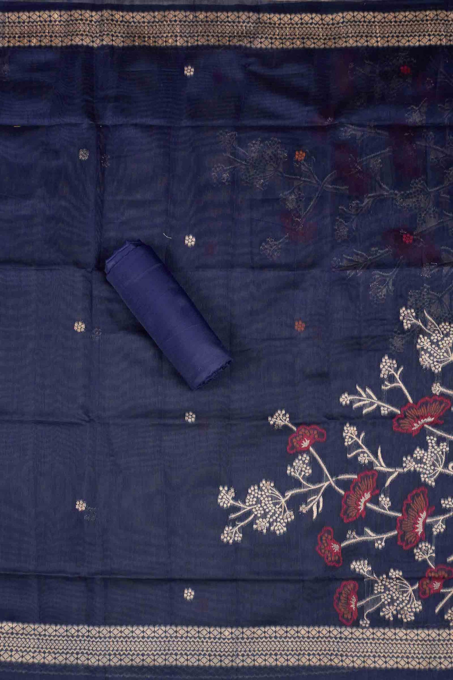 Navy Blue Pure Cotton Chudithar Material Bloom Edit Suit