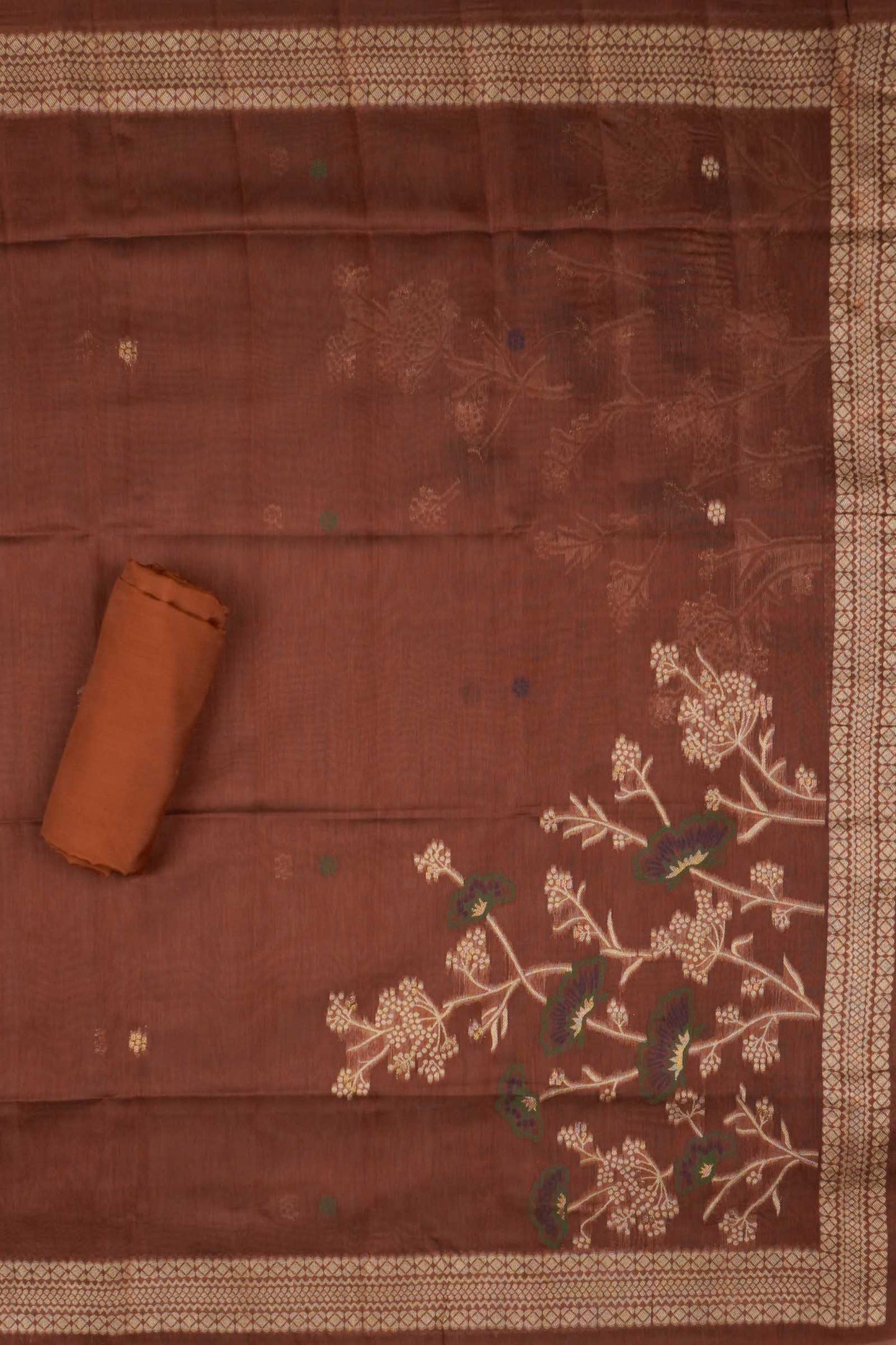 Brown Pure Cotton Chudithar Material Bloom Edit Suit