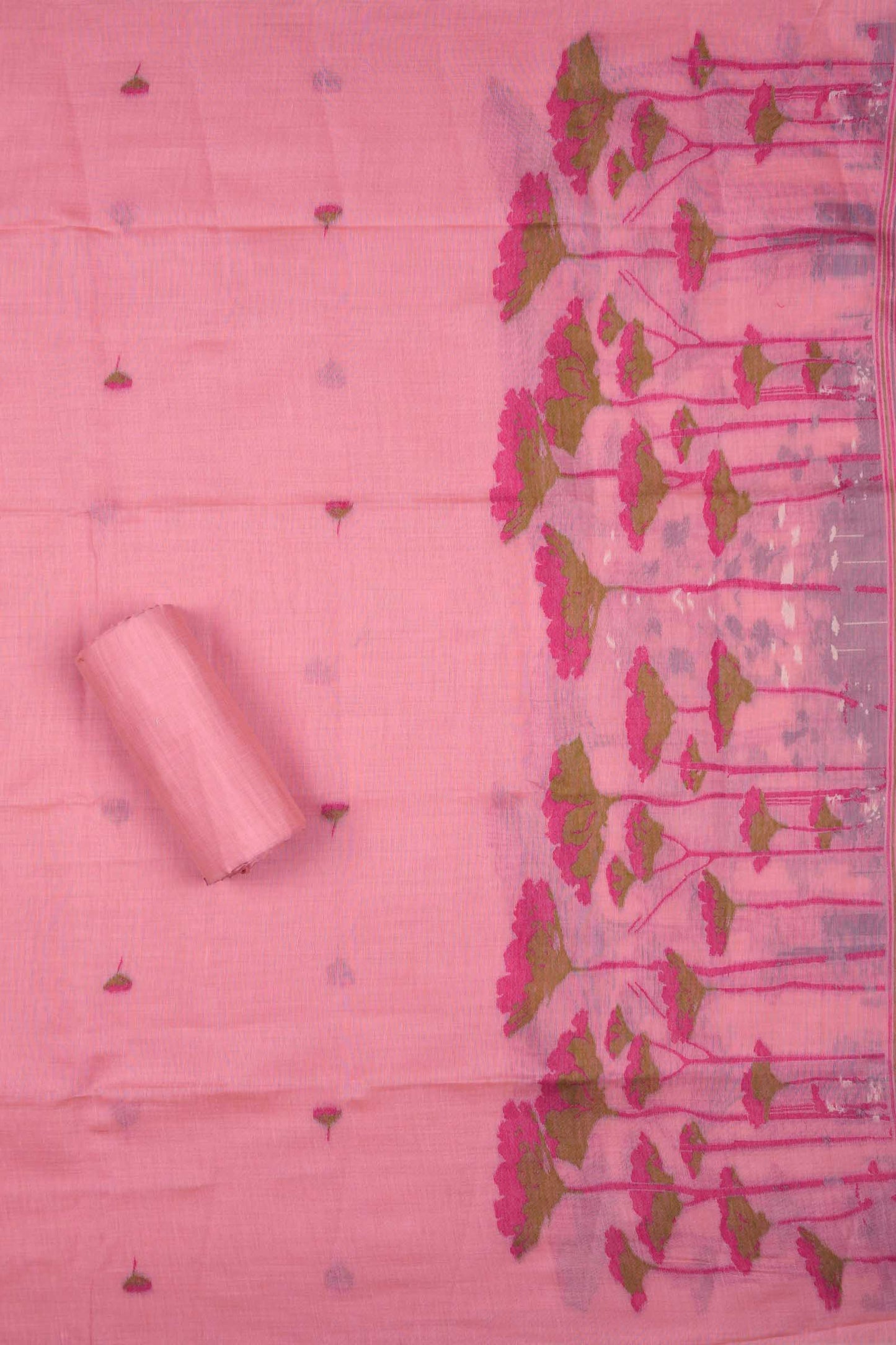 Pink Pure Cotton Chudithar Material Gardens By the Bay Suit