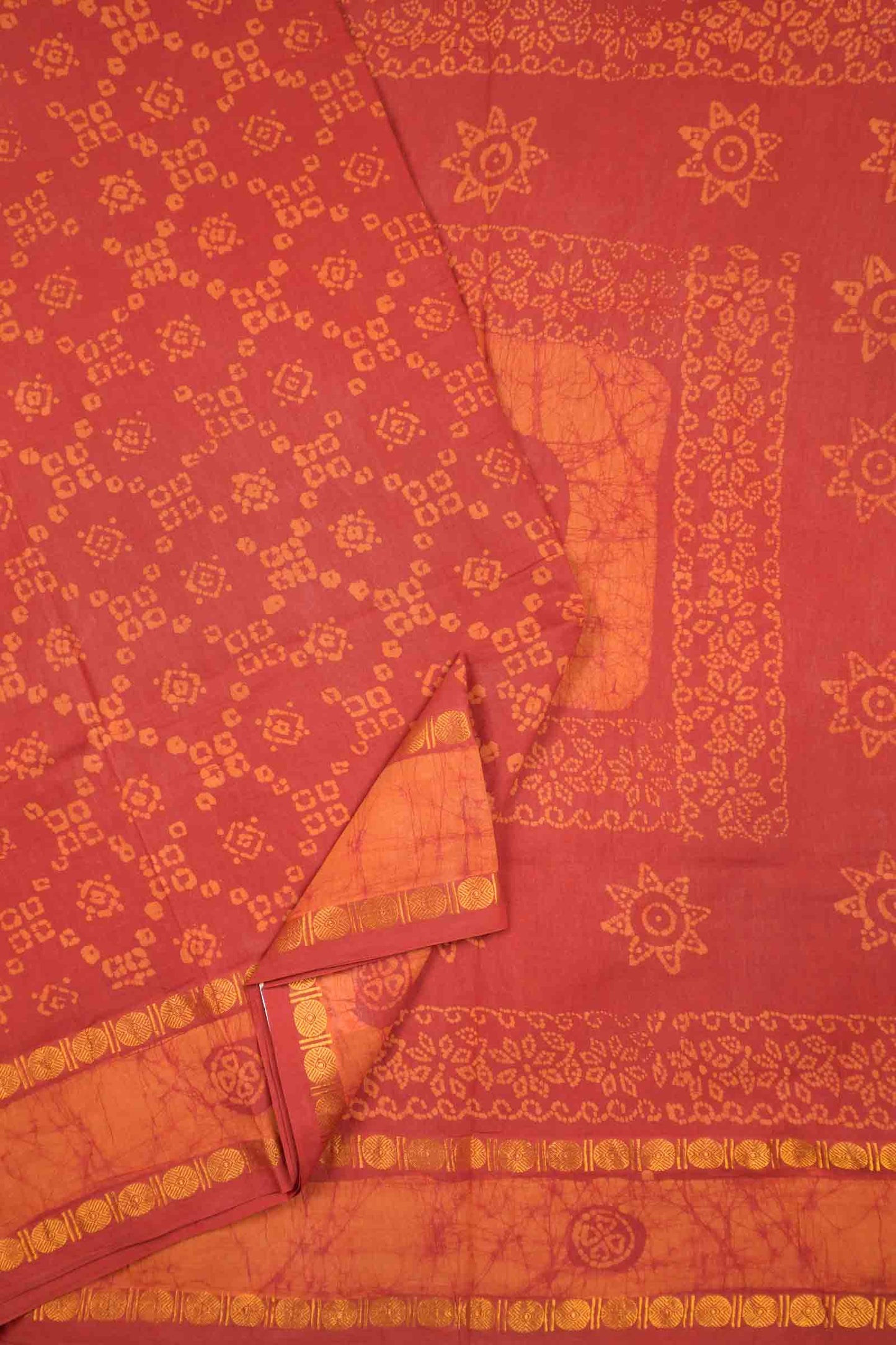Maroon Pure Sungudi Cotton Floral Print Double Pet Border Saree