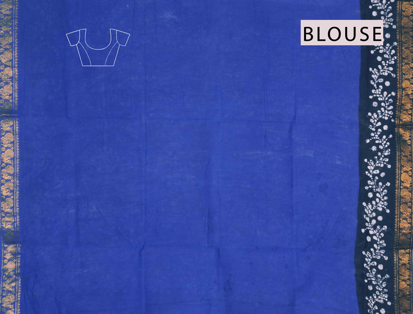 Blue Pure Sungudi Cotton Fancy Cross Line Print Zari Border Mango Pallu Saree