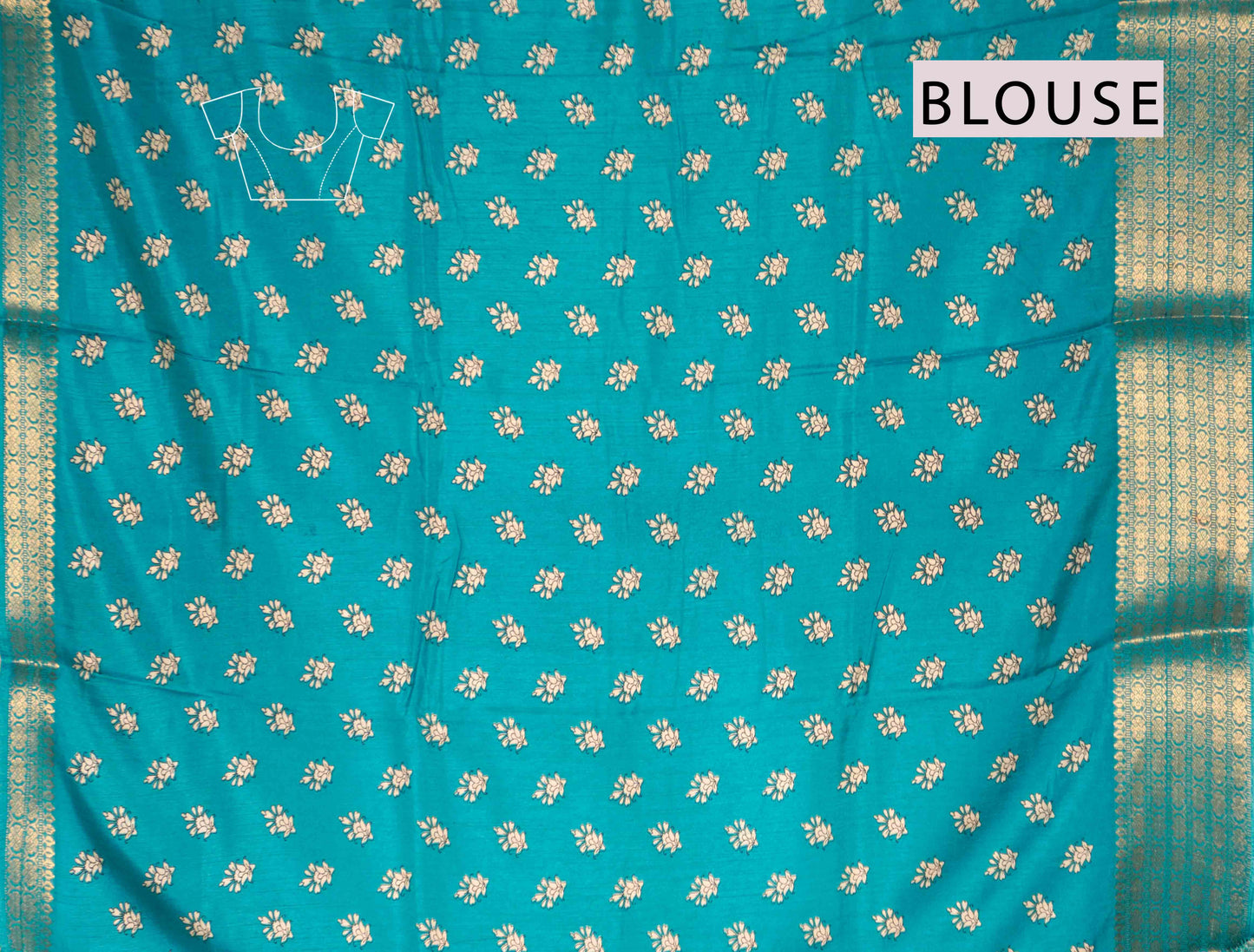 Violet Semi Dola Summer Florals Print Zari Border Saree