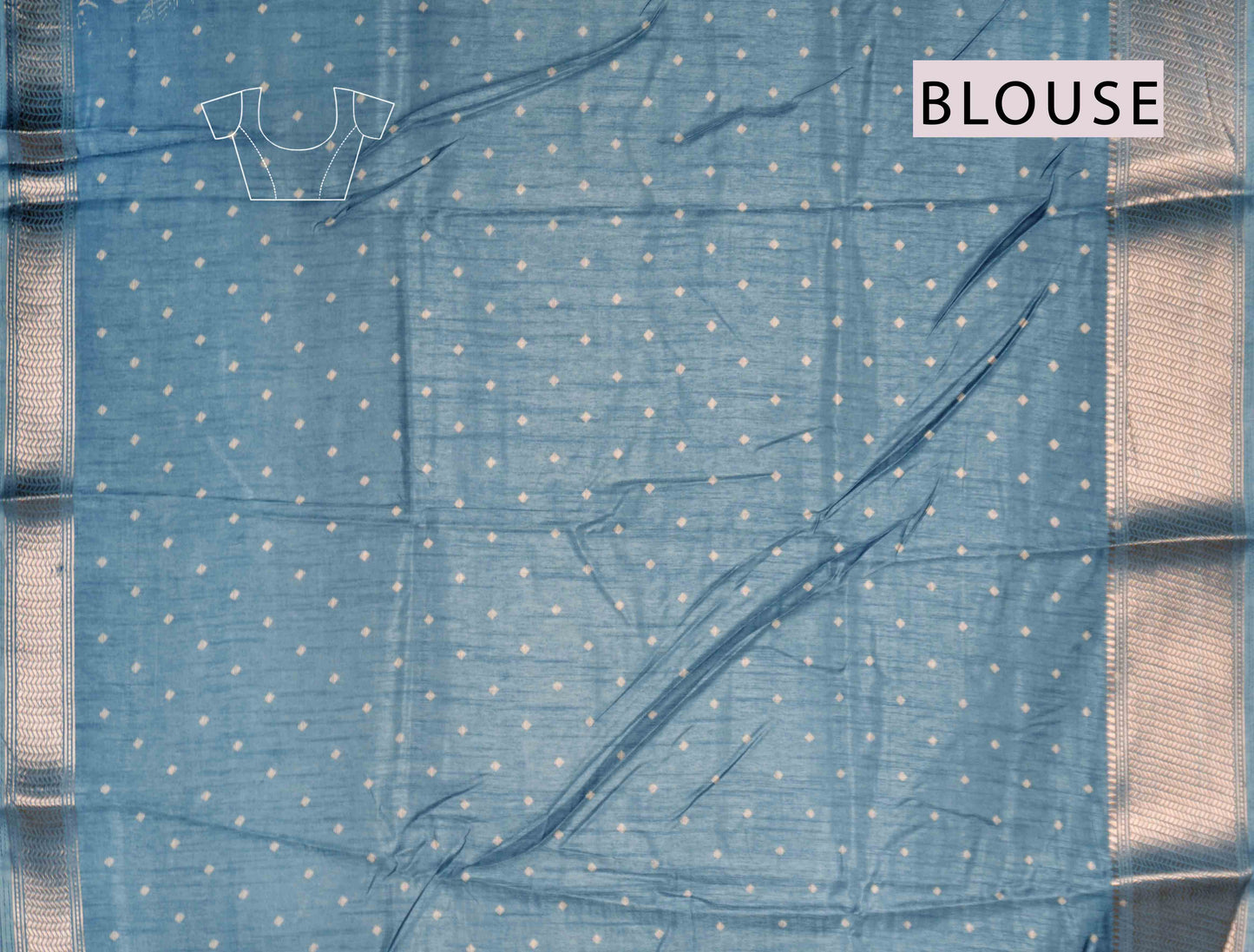 Grey Blue Semi Dola Warli Print Zari Border Saree