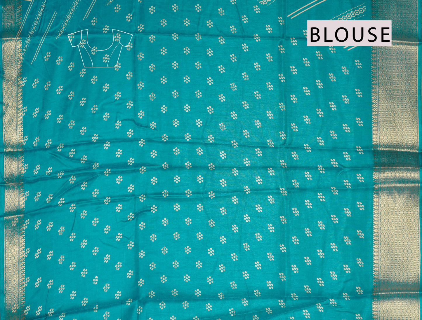 Blue Semi Dola Fancy Stripes Print Zari Border Saree