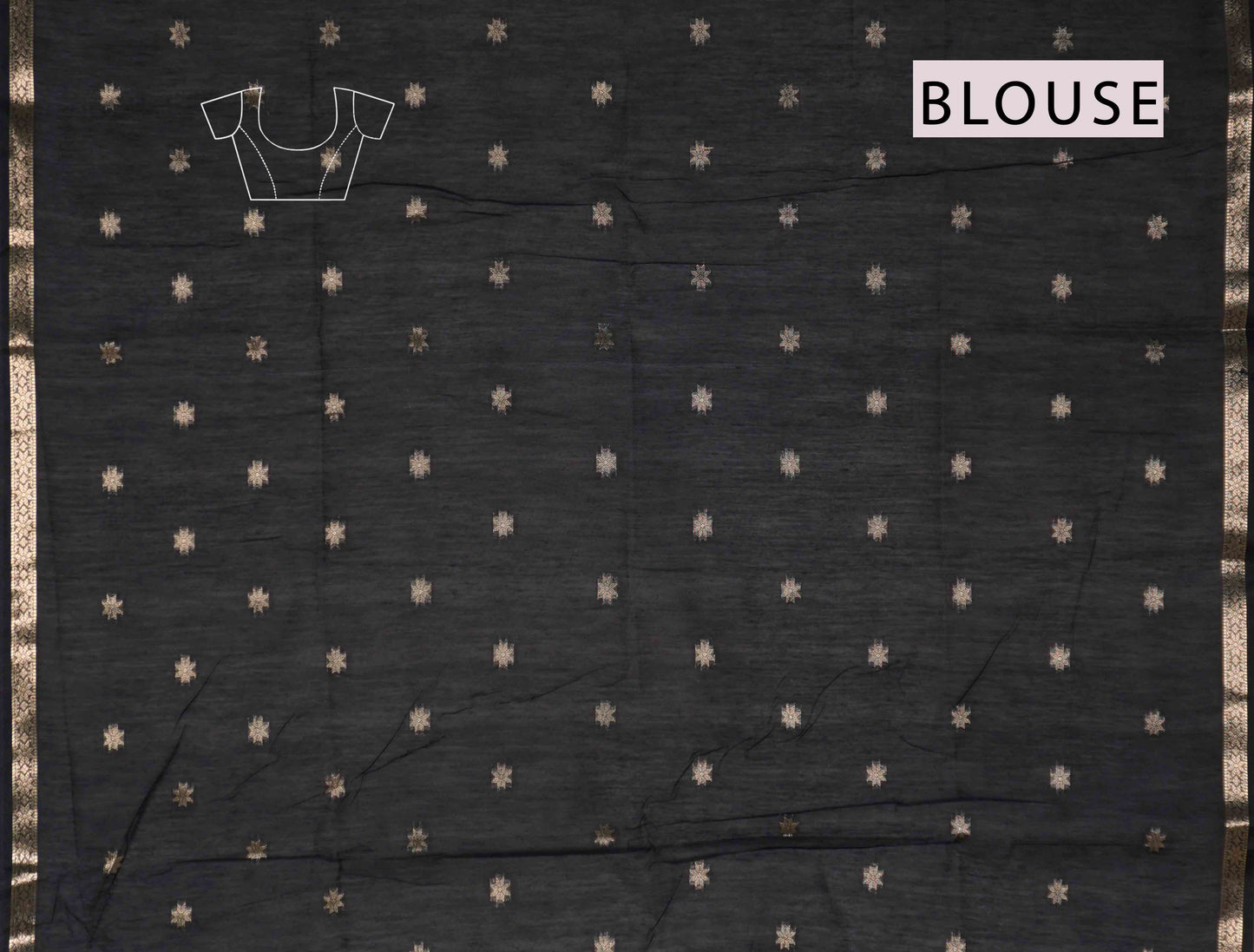 Dark Mustard Yellow Semi Maheswari Cotton Sampada Puspa Butta Contrast Pallu Saree