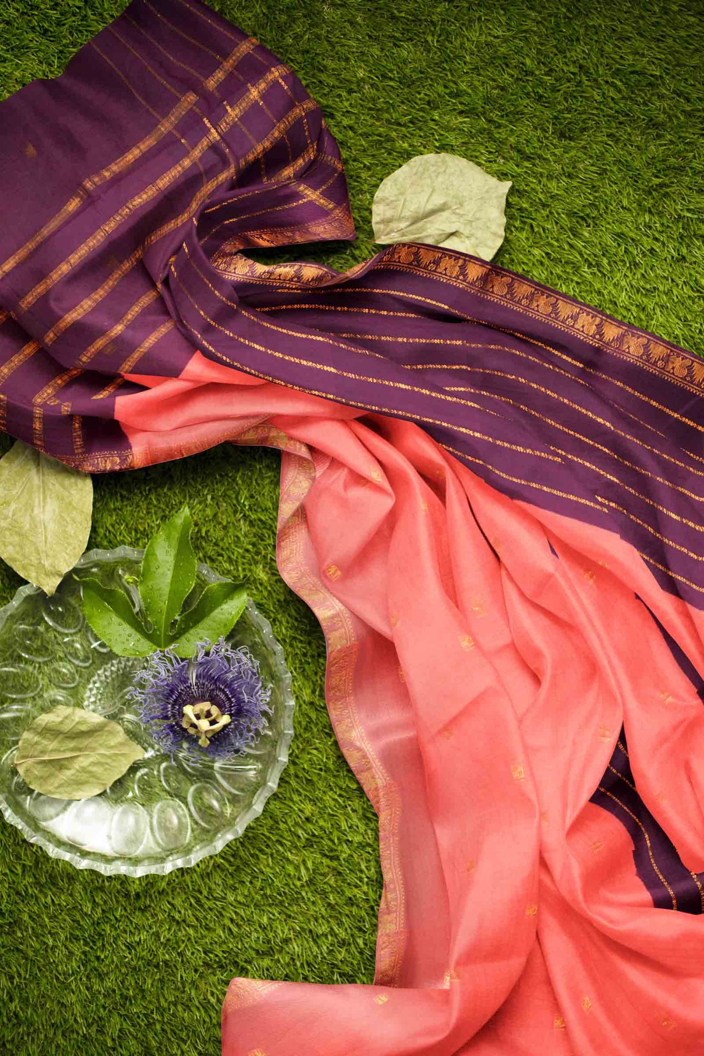 Peach Pure Sungudi Cotton Annam Buta Veldhari Zari Saree NAA245